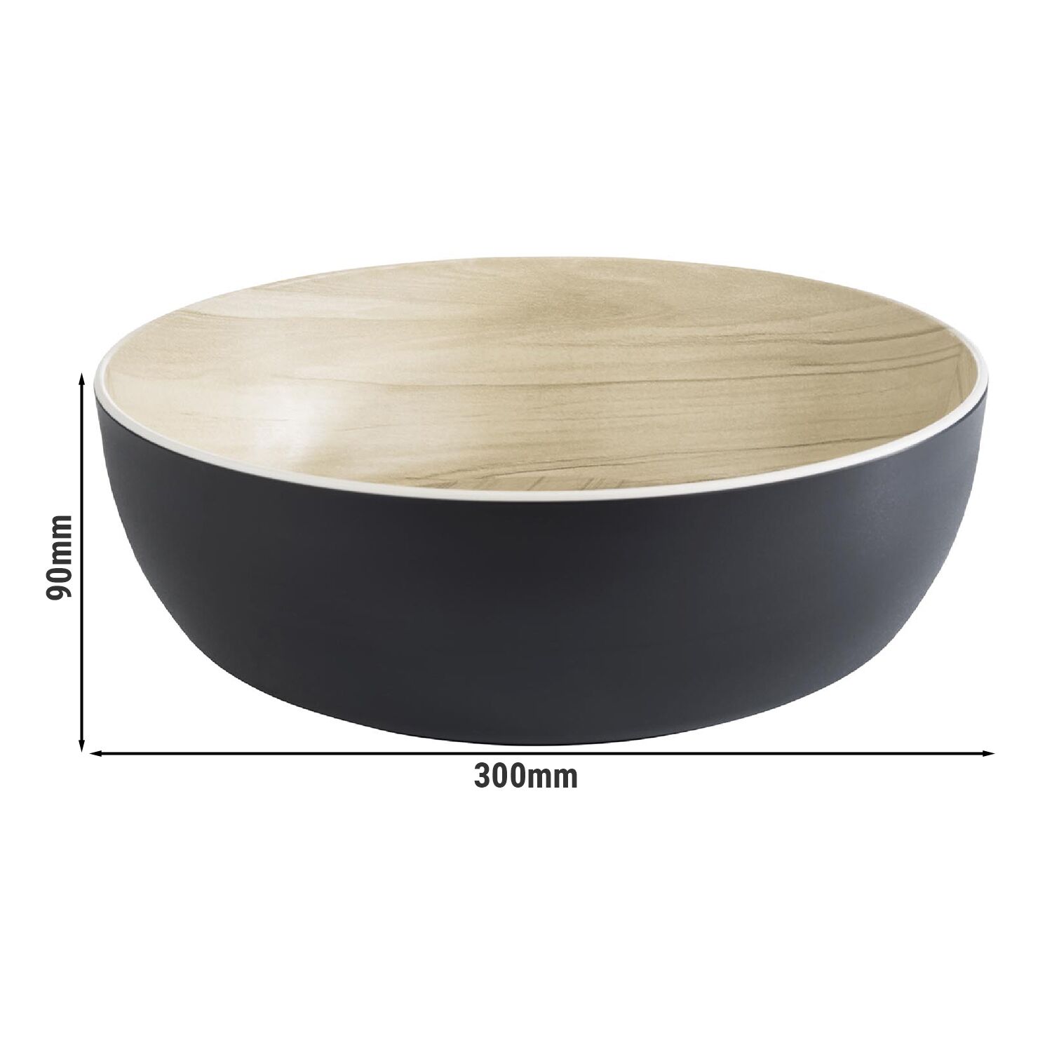 (6 stuks) Schaal - FRIDA - Melamine - 4,7L - rond - Ø300mm - stapelbaar - Zwart/Beige