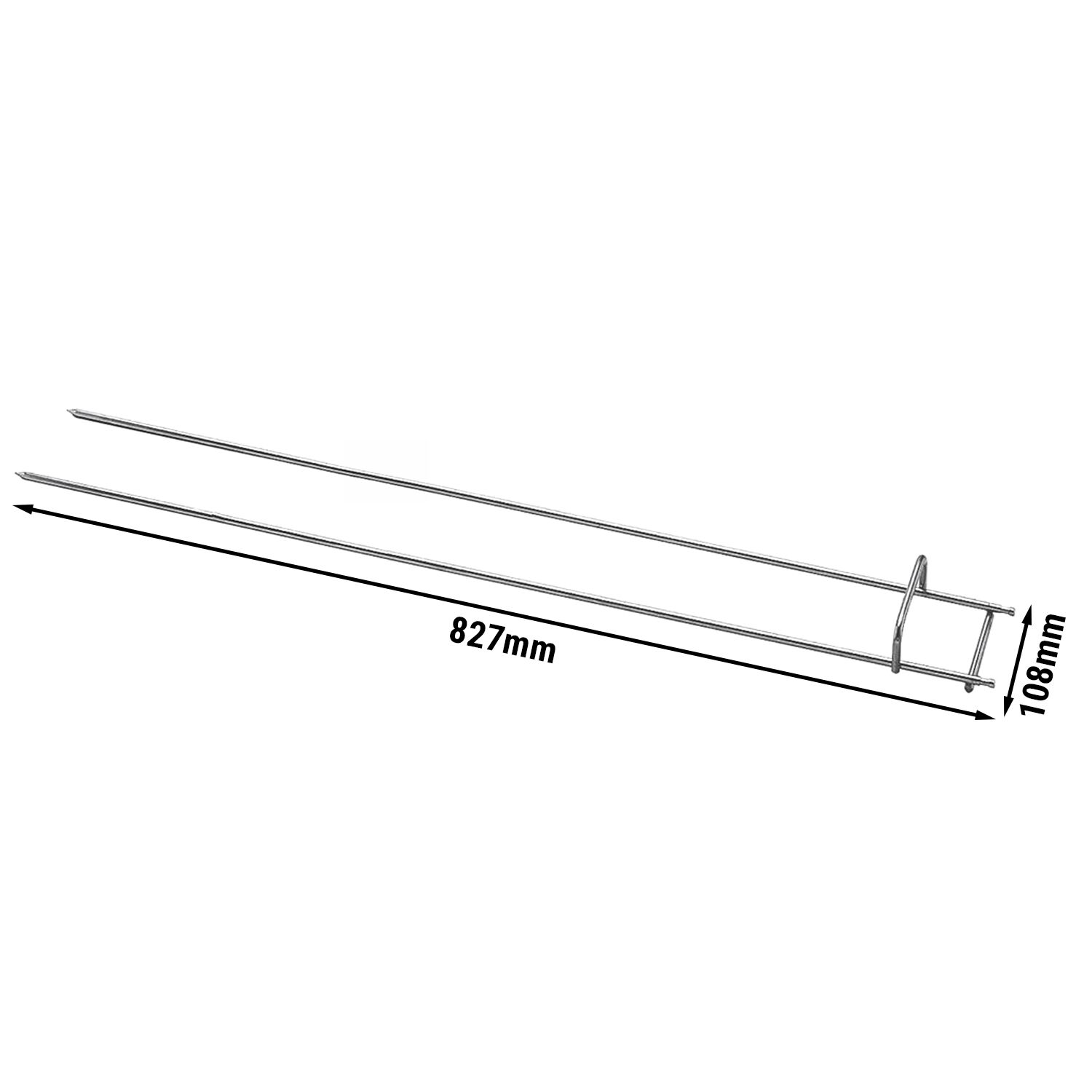 Double broche pour rôtissoire à poulet - 108x827x45mm - Inox - compatible avec Séries EM742 & EM1484