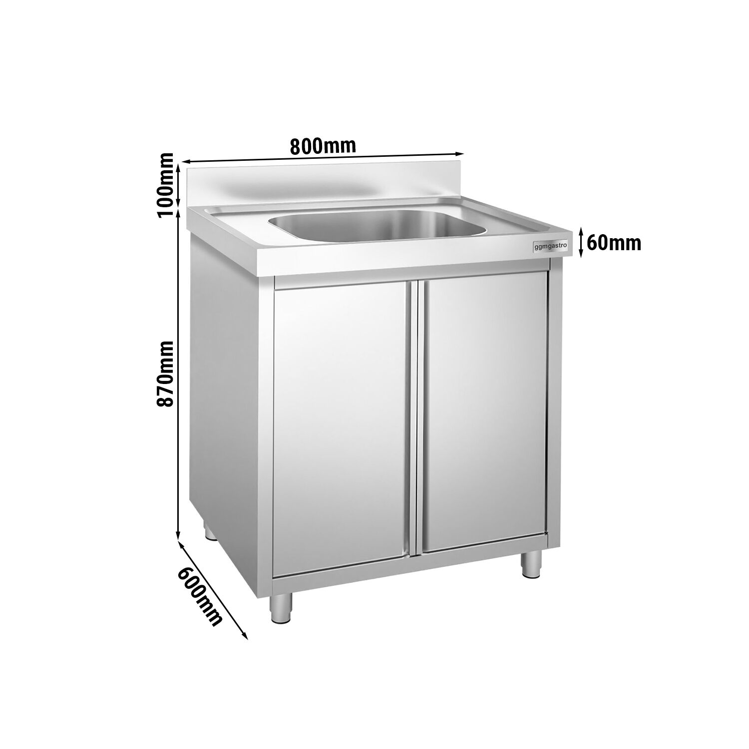 Plonge PREMIUM - 800x600mm - avec 1 bac central