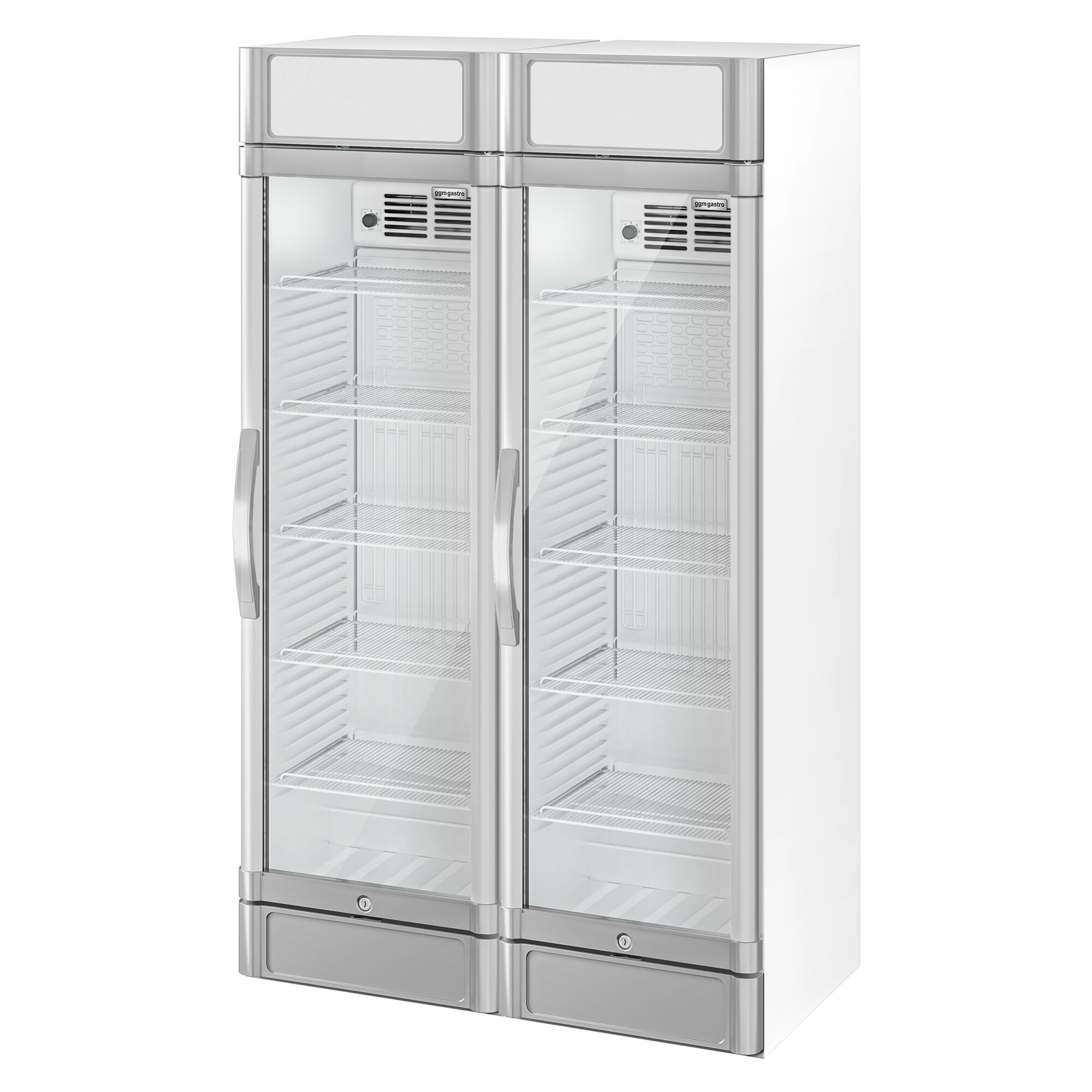 (2 pcs) Vitrine réfrigérée à boissons - 1190mm - 694 L - 2 portes vitrées - avec écran publicitaire LCD - éclairage LED - affichage digital de la température - +2 à +10 °C
