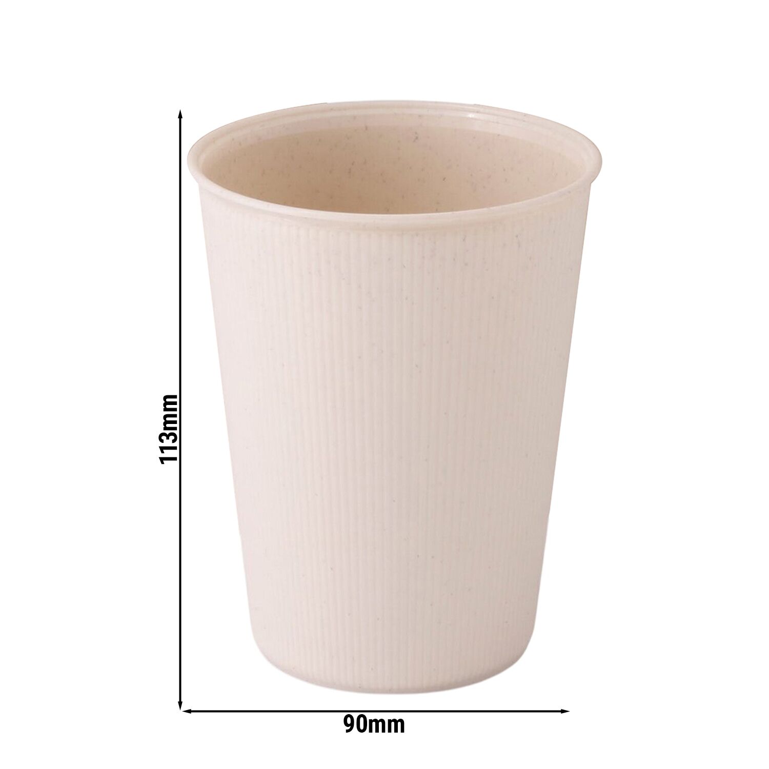 (60 pcs) Gobelet réutilisable strié - 400ml - Ø 90mm - Blanc crème