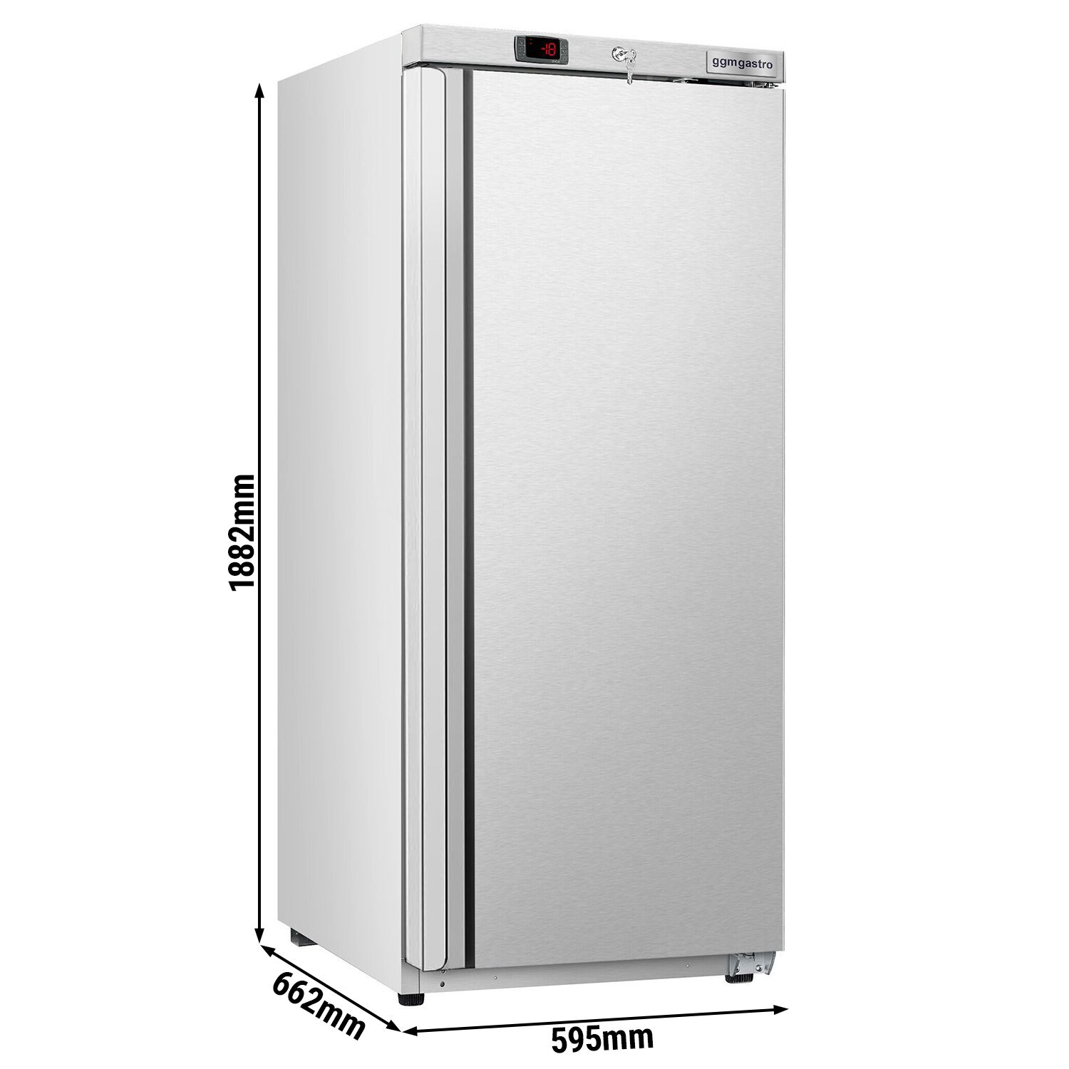 Congélateur de stockage inox ECO – 400 litres – avec 1 porte – intérieur de la porte en plastique