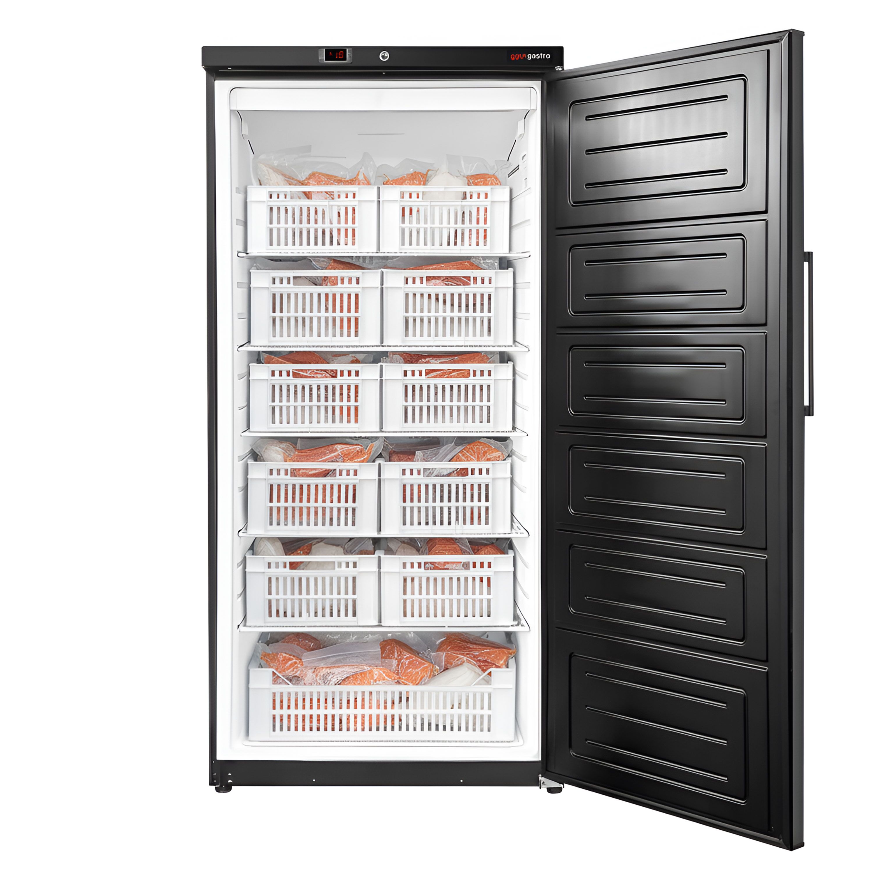 Congélateur de stockage ECO – 600 litres – avec 1 porte et 11 paniers – intérieur de la porte en plastique – Noir