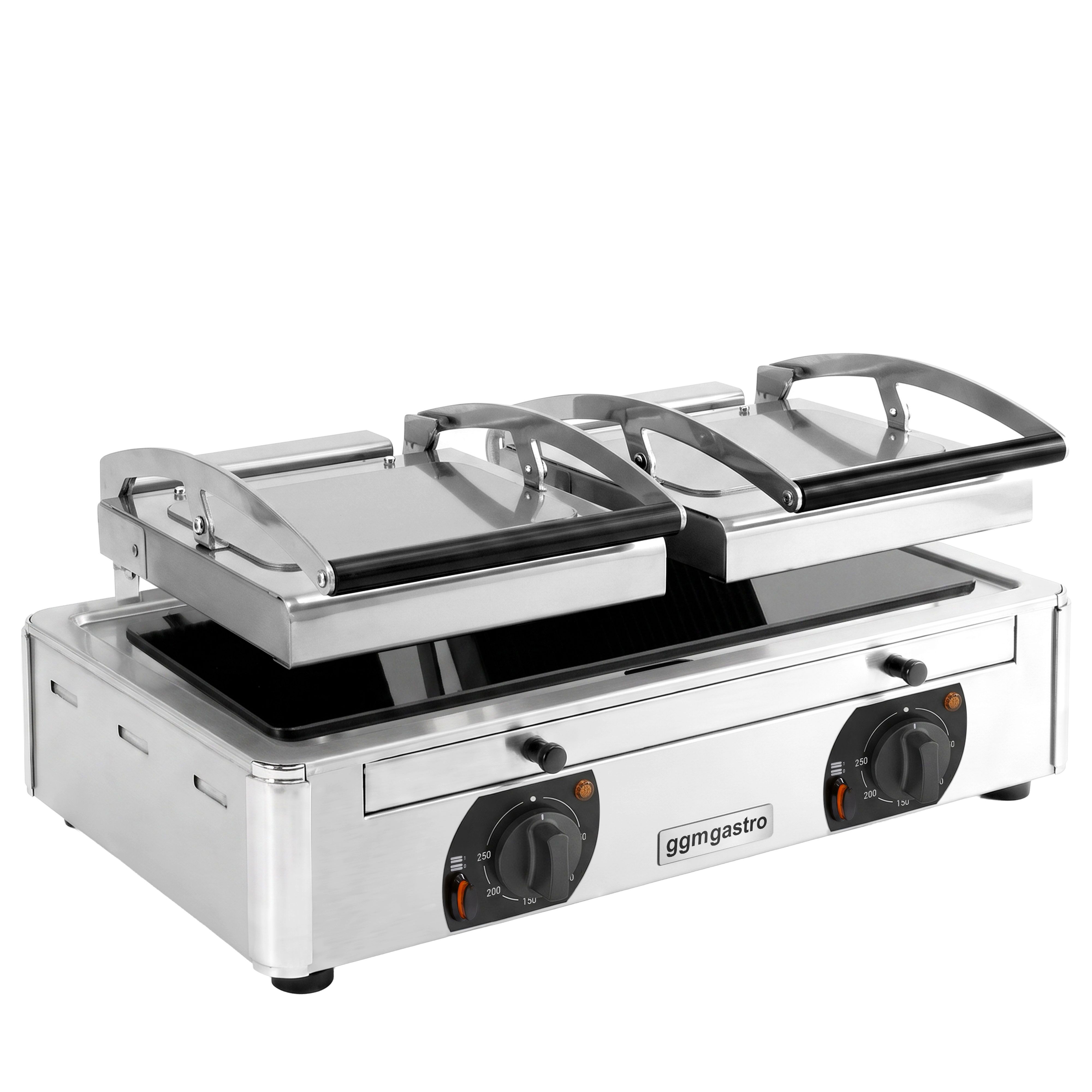 Glass Ceramic Contact Grill – 3.4 kW – Smooth Bottom & Ribbed Top – Grilling Surface: 2 x220x220mm