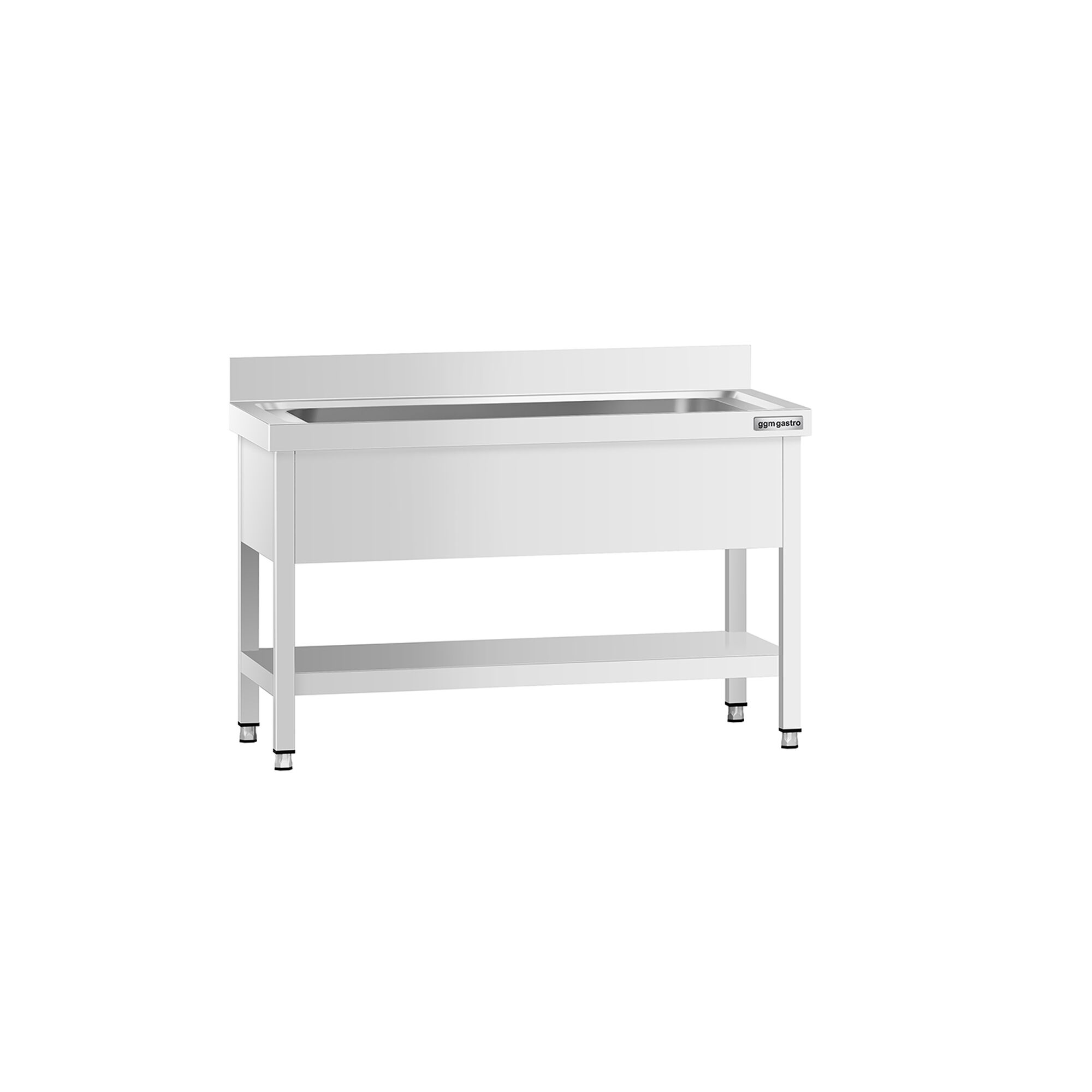 Stainless Steel Commercial Sink Unit PREMIUM - 1200x600mm - with Undershelf & Single Bowl - with Upstand