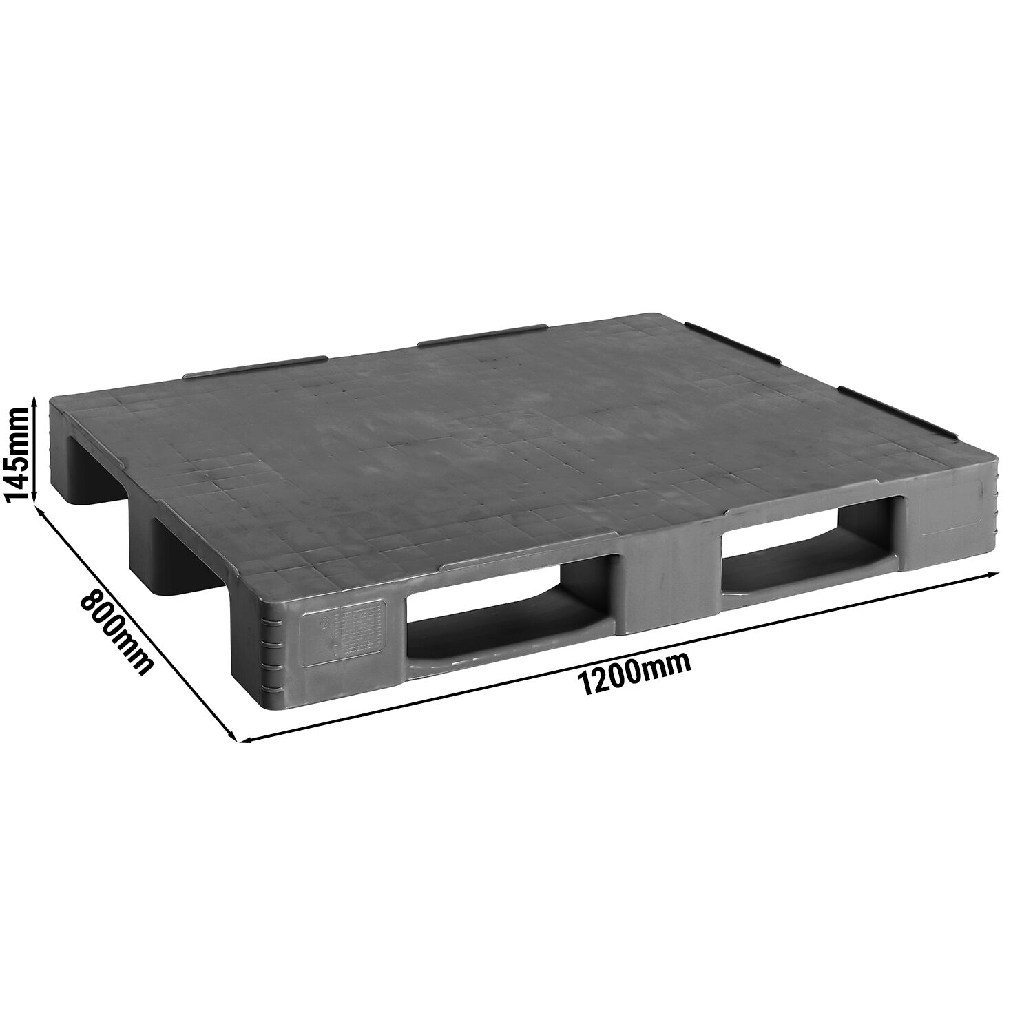 (3 pièces) Palette européenne EPAL en plastique recyclé – capacité de charge : 1000 kg – Gris foncé
