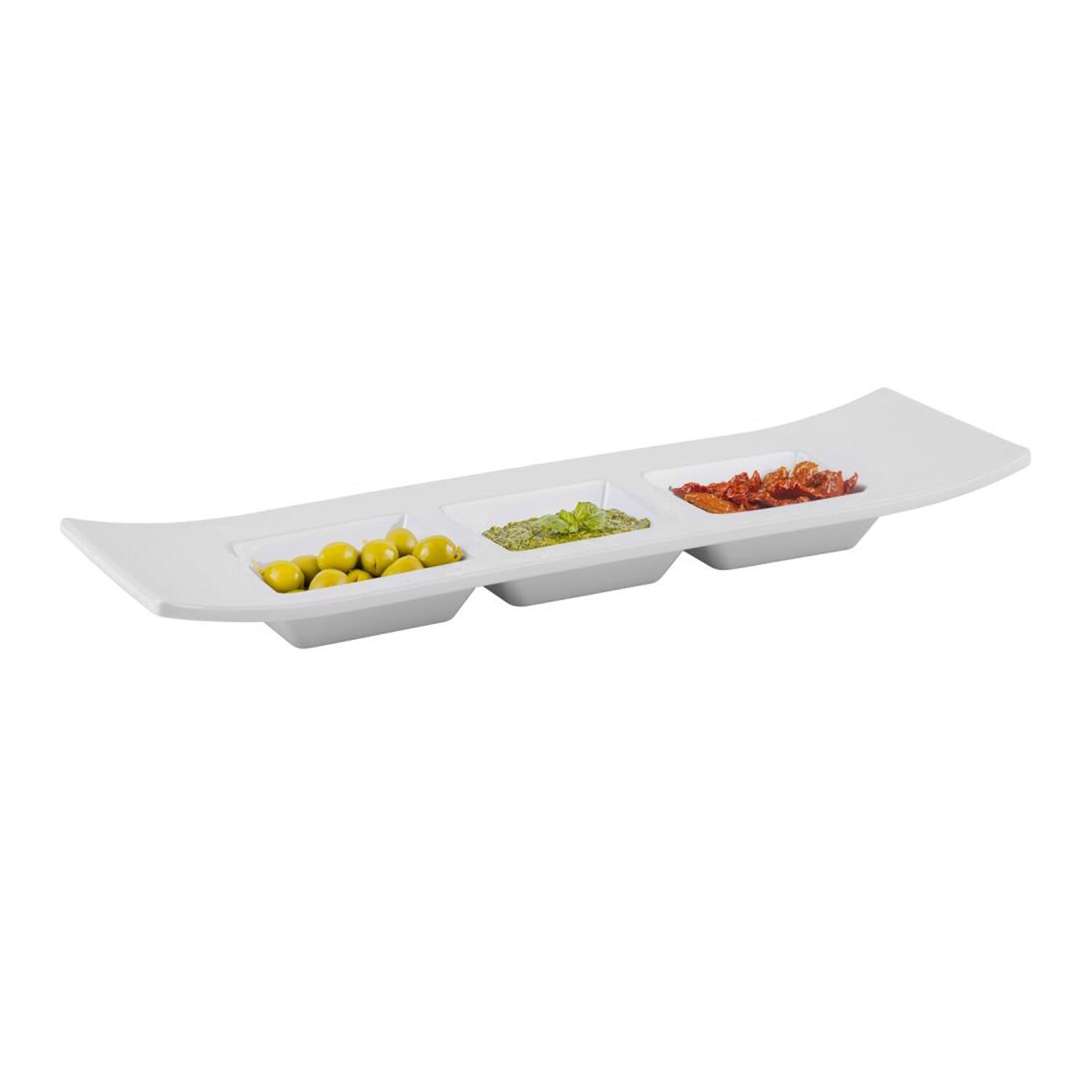 (6 pcs) Bol à dips - CASUAL - Mélamine - rectangulaire - 290x90mm - Profondeur : 30mm - Blanc