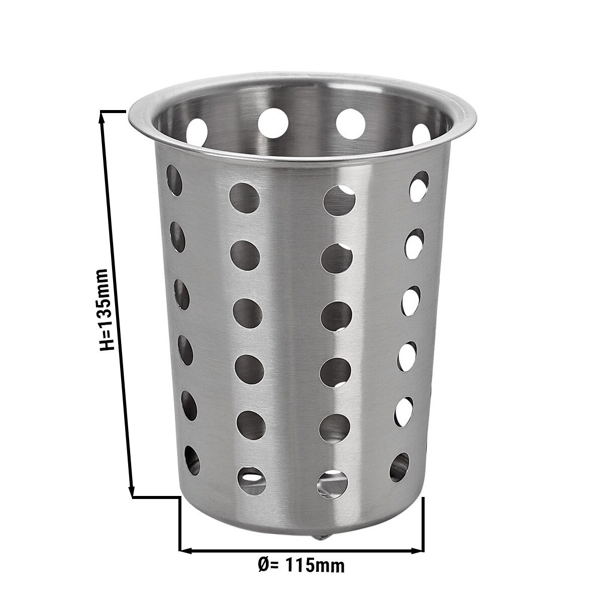 Cutlery Cylinder - Ø 115mm - Height: 135mm - Stainless steel - perforated