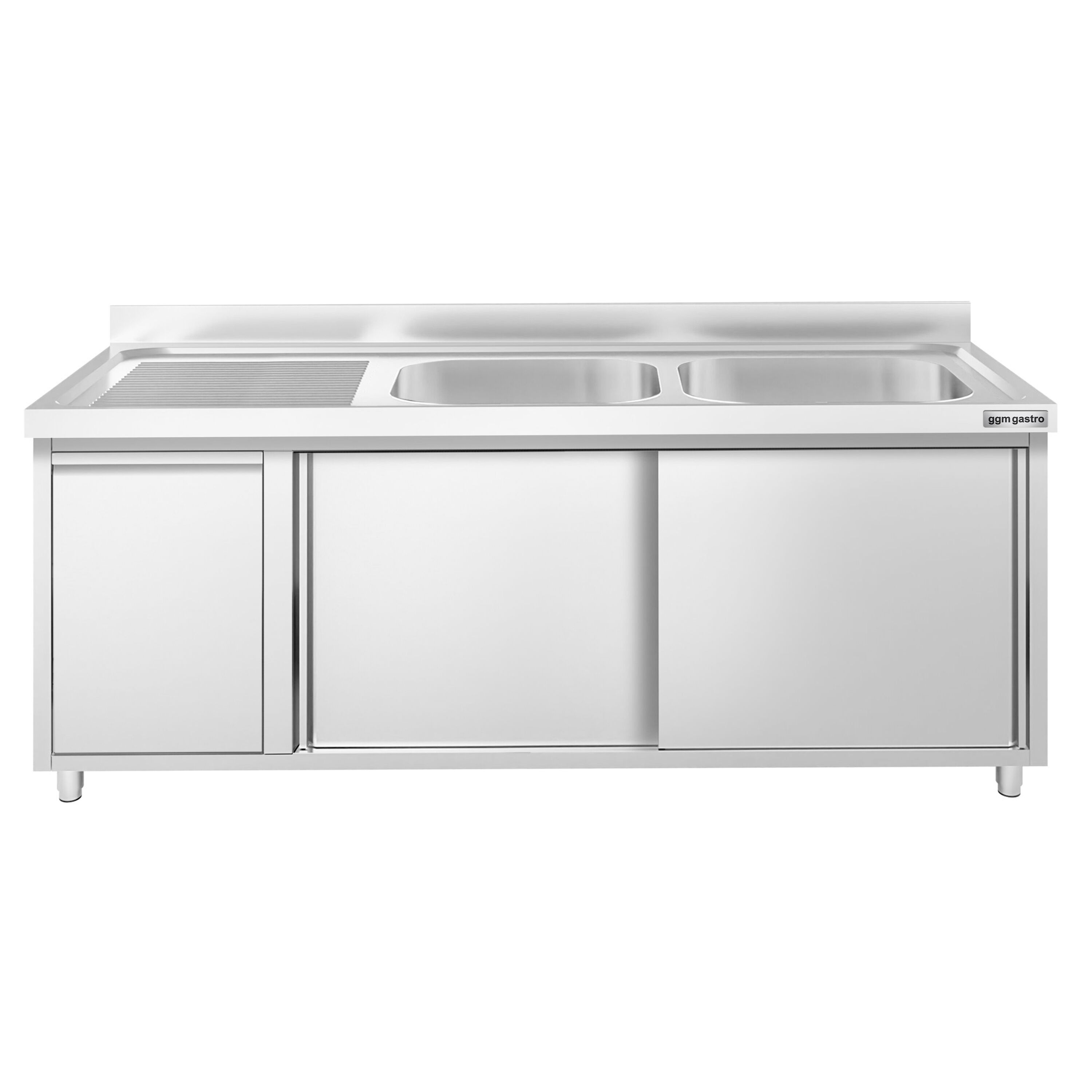 Meuble plonge PREMIUM - 1800x600mm - avec poubelle intégrée et 2 bacs