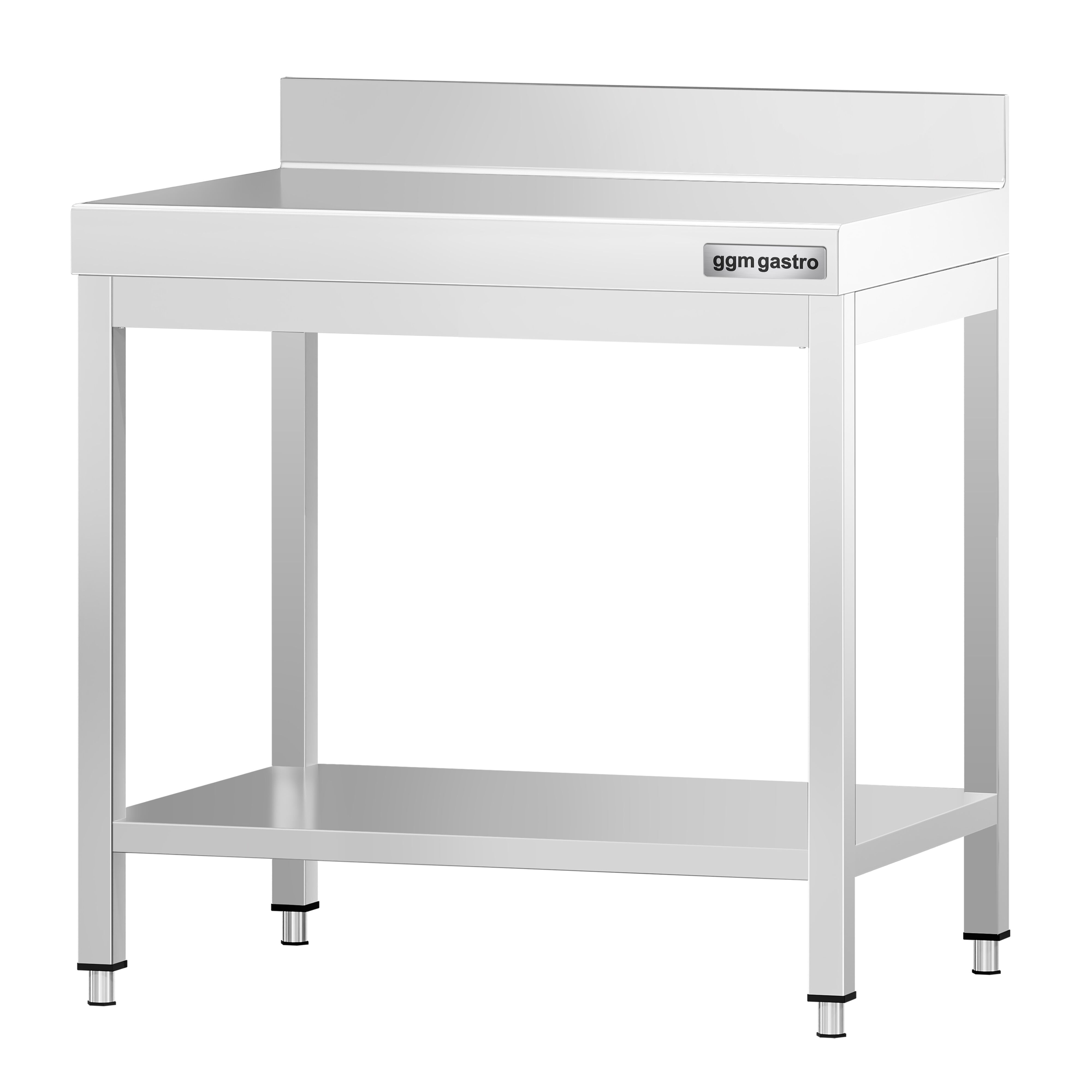 Table de travail inox PREMIUM - 600 x 600 mm - avec tablette inférieure & Dosseret