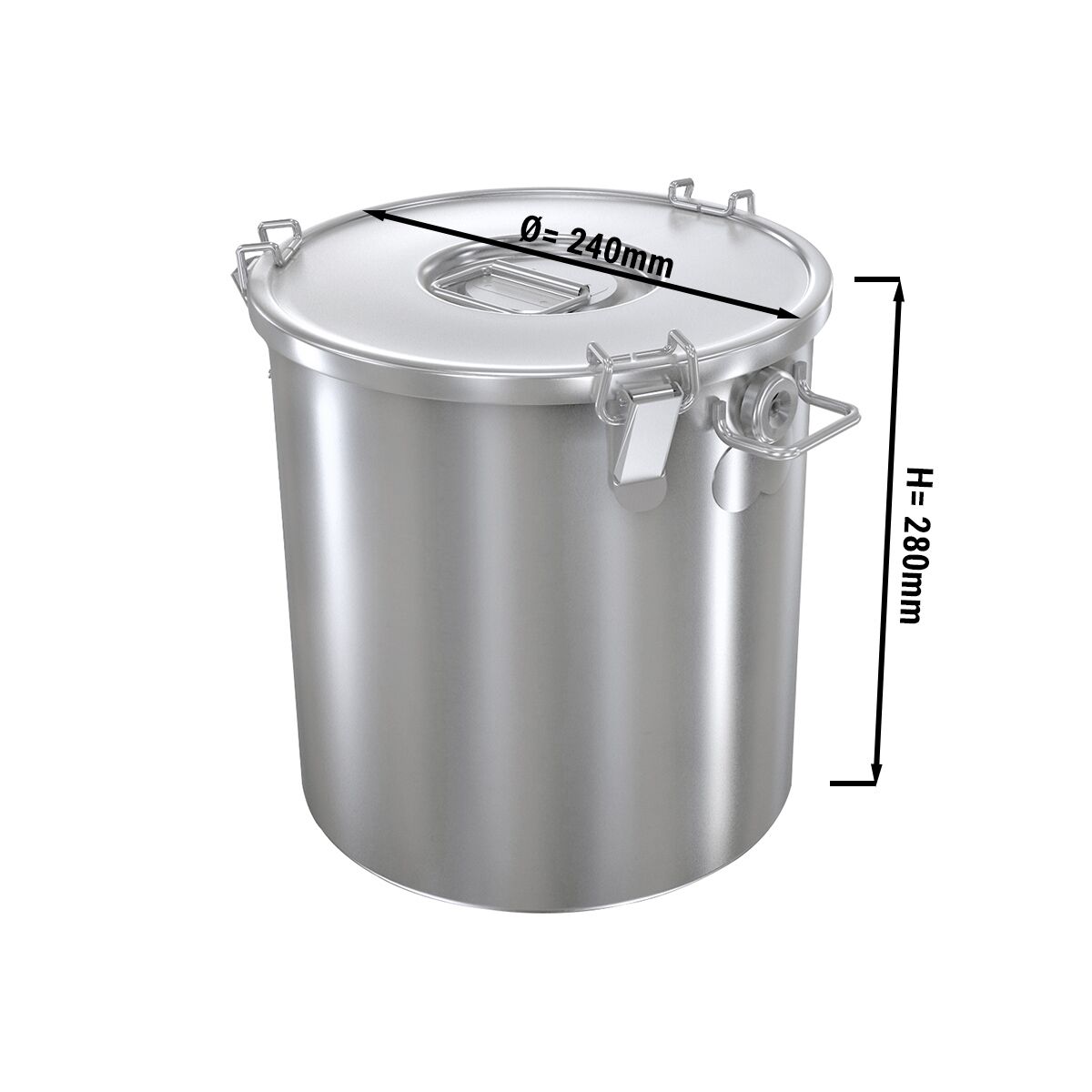 Posuda za hranu - s poklopcem - nehrđajući čelik (inox) - za kuhano vino - visina: 285 mm - 12,0 l