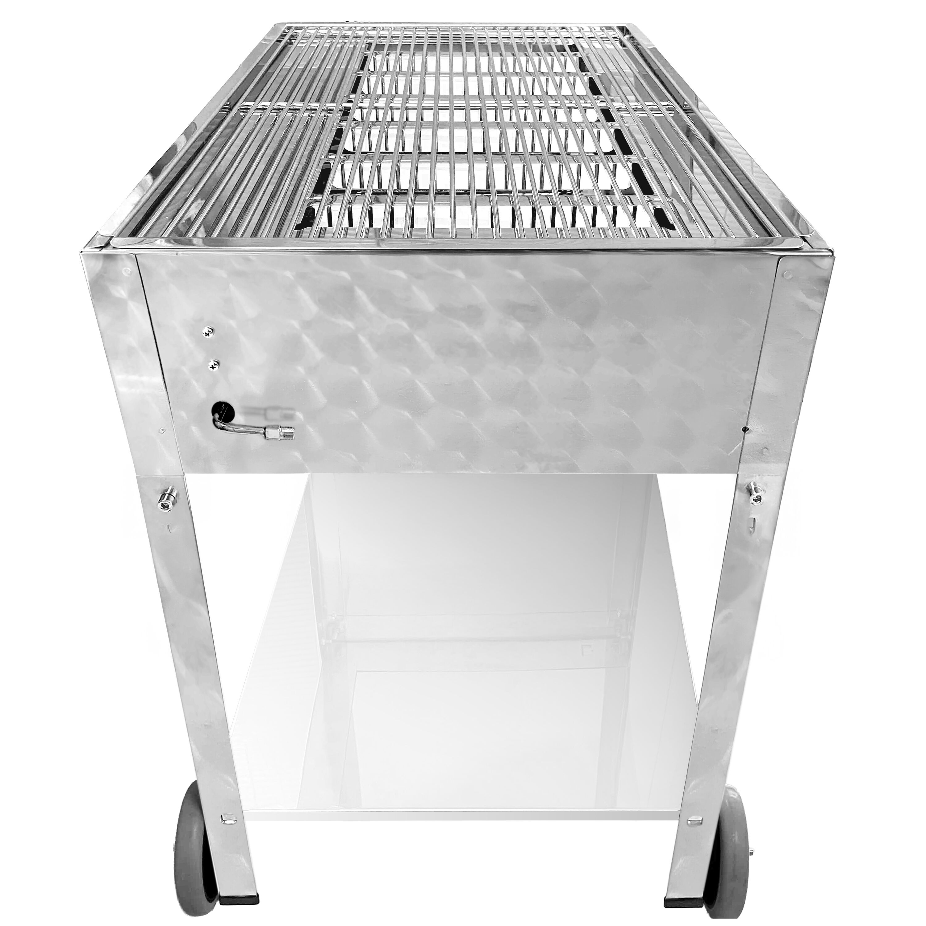Barbecue à gaz professionnel - 10kW - sur pied - P560mm - 3 brûleurs - incl. support mobile, grille de cuisson & plaque de four
