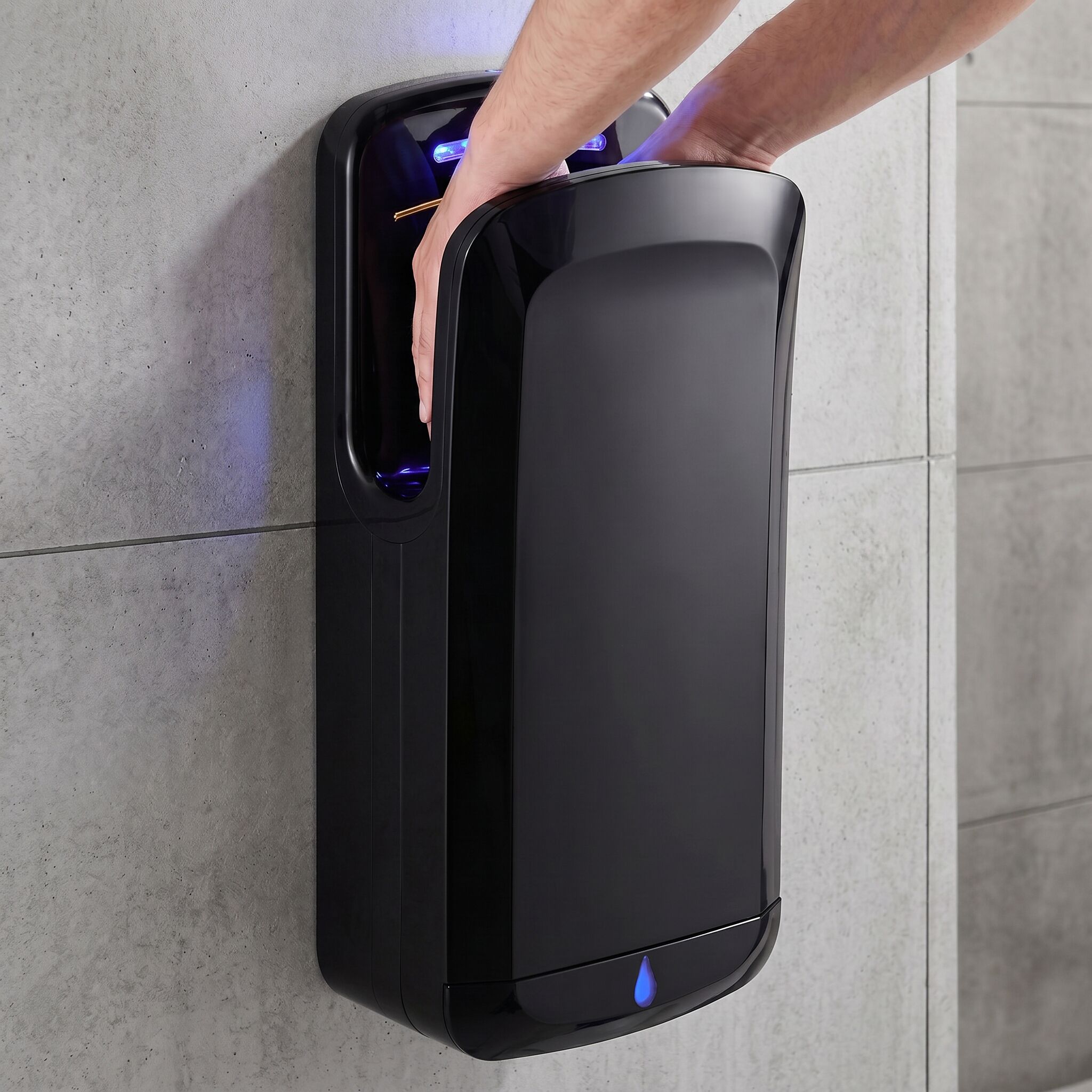 Sèche-mains avec capteur & lampe UV - Noir mat