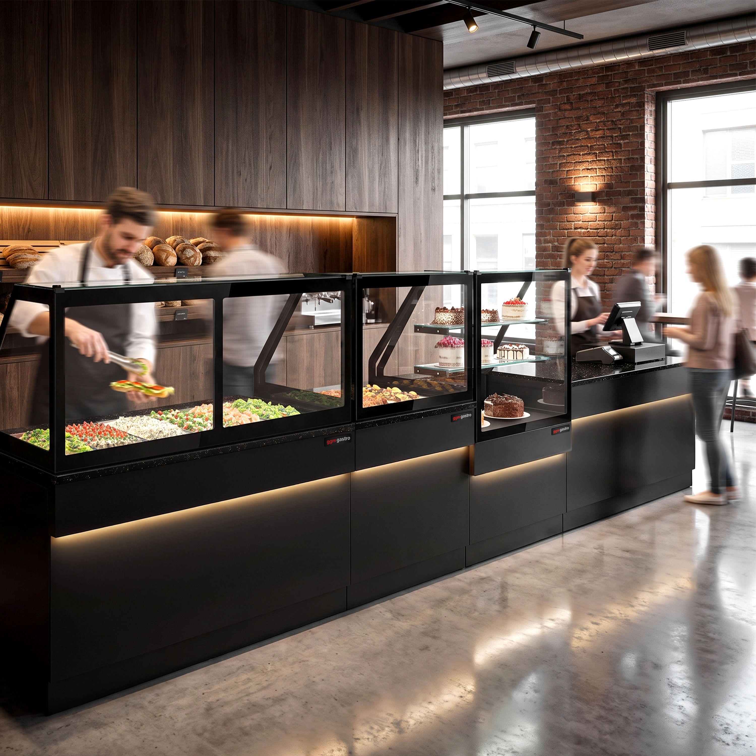 Table de caisse TORONTO – 1800 mm – façade Noire – plan de travail en granit Noir