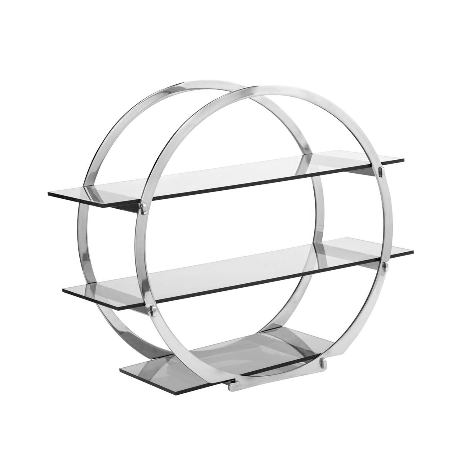 Etagere / Buffet Stand - Stainless steel & plexiglass - Chrome - round - Ø490mm - with 3 shelves