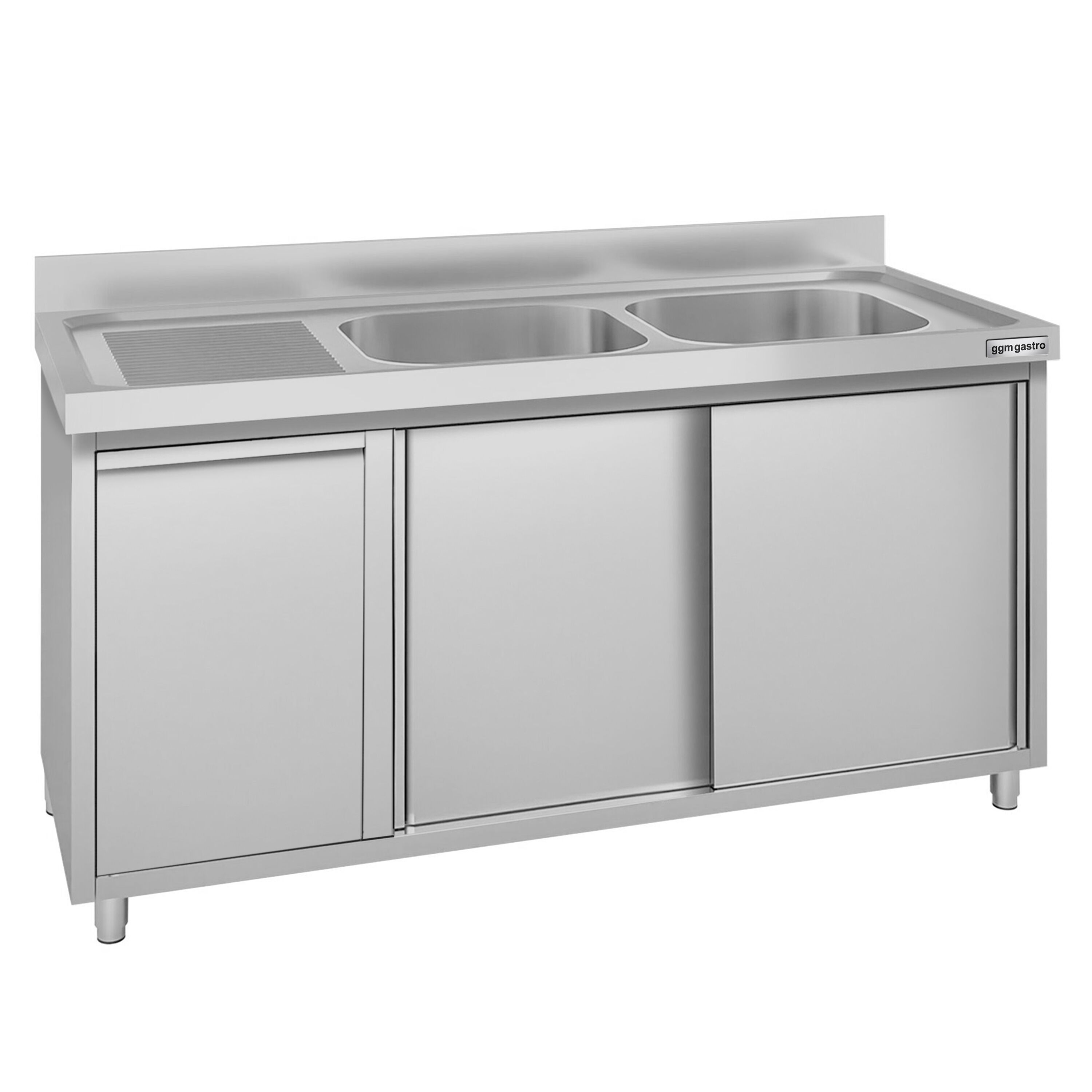 Meuble évier ECO - 1400 x 600 mm - avec poubelle & 2 bacs à droite