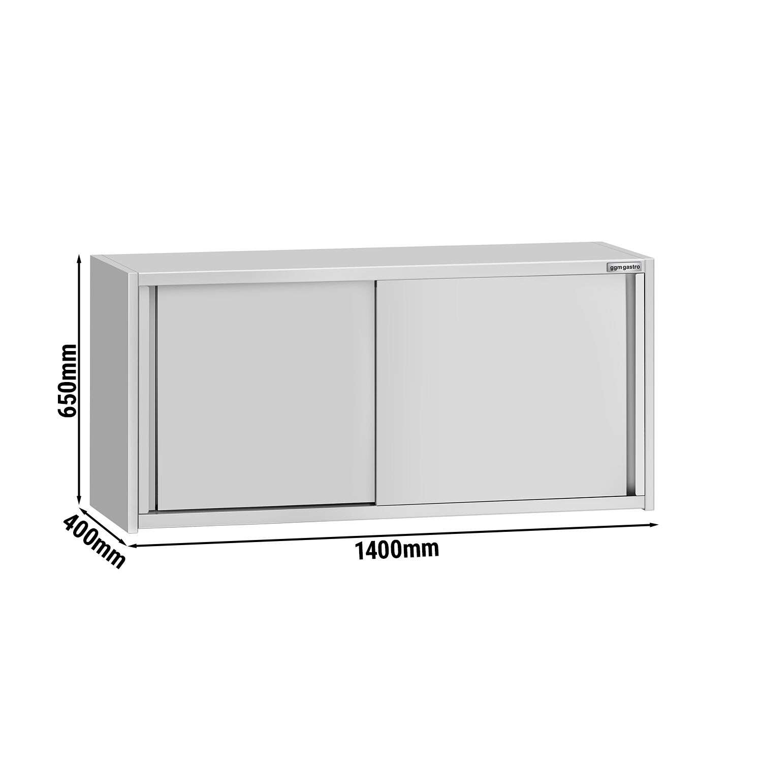 Armoire murale en acier inoxydable ECO - 1400x400mm - avec portes coulissantes - 650mm de haut