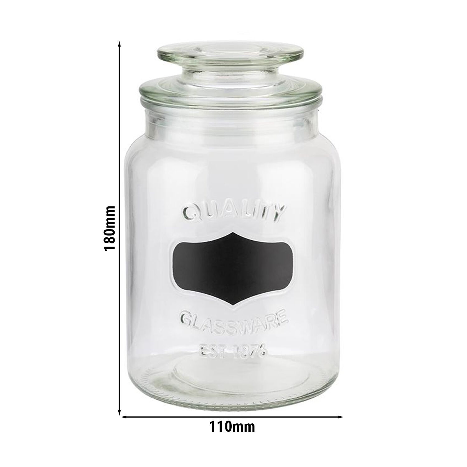 (6 pcs) Bocal - NOTE - 1 Liter - Transparent - incl. couvercle en verre avec joint