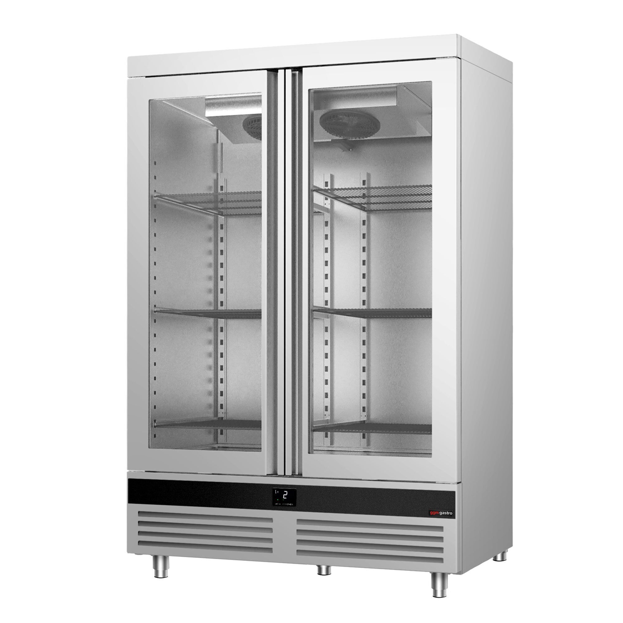 Armoire réfrigérée vitrée positive Inox AISI 430 PREMIUM - GN 2/1 - 1400 L - avec 2 portes vitrées
