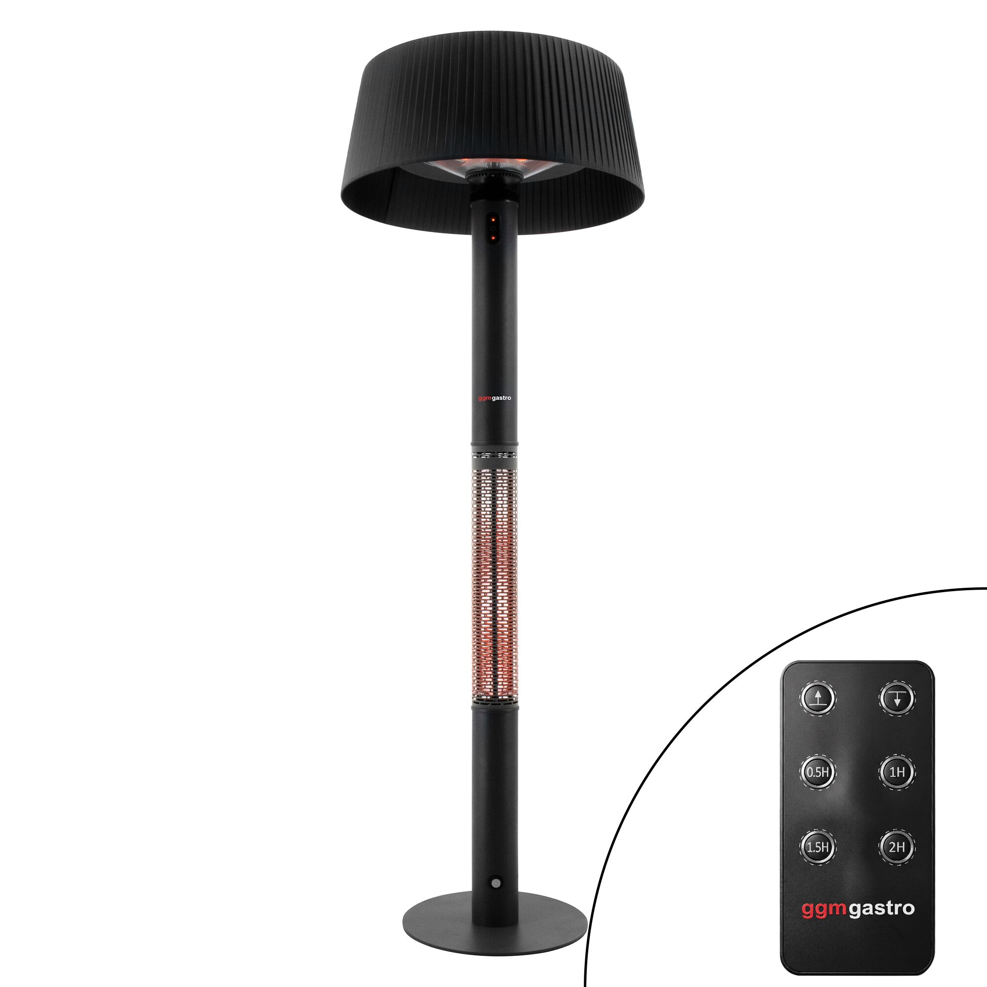 Chauffage sur pied avec abat-jour rond - 3 kW - télécommande et minuterie incluses