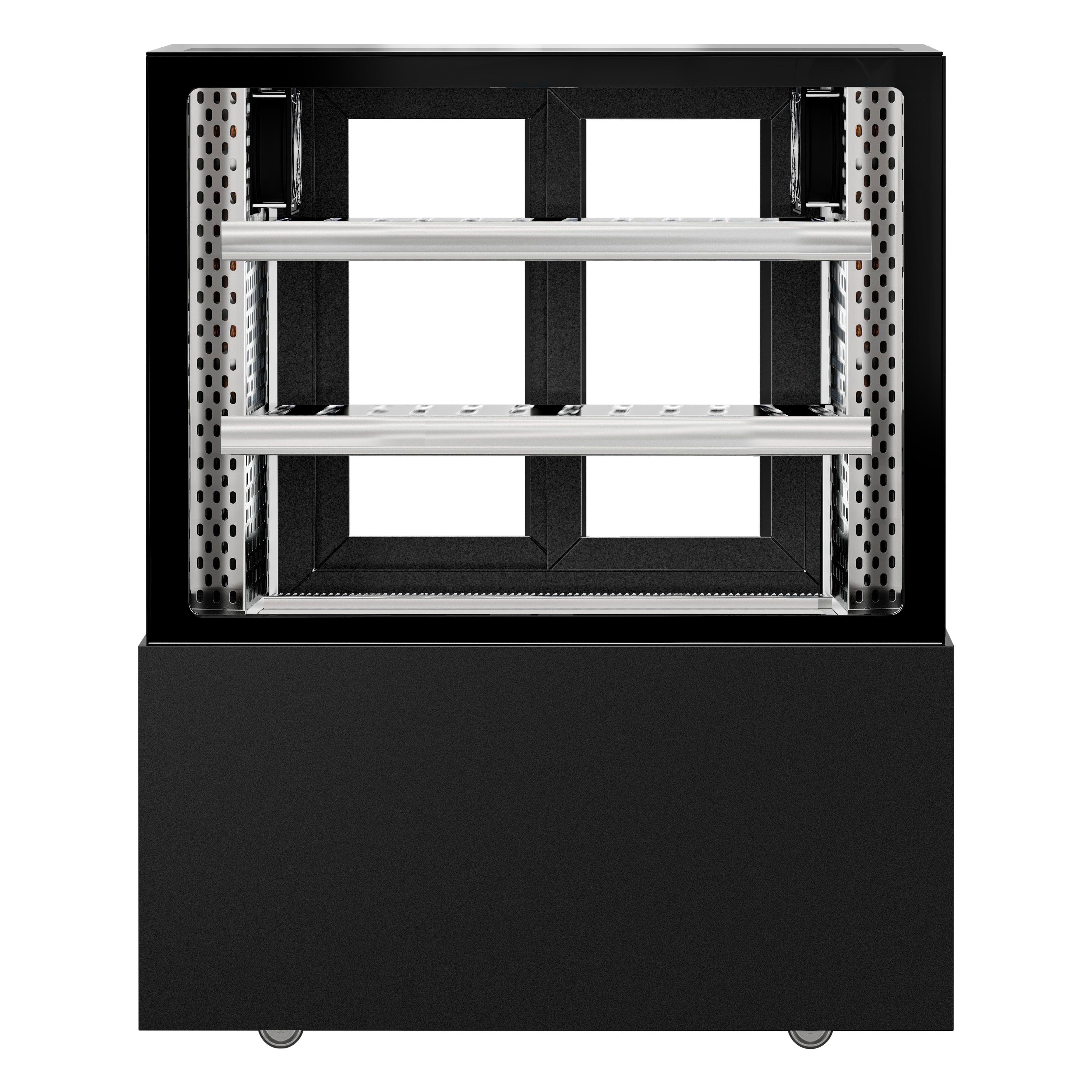 Vitrine de comptoir réfrigérée MADRID - 435L - 1000mm - Double vitrage - avec 2 étagères - portes coulissantes vitrées arrière - Noir mat