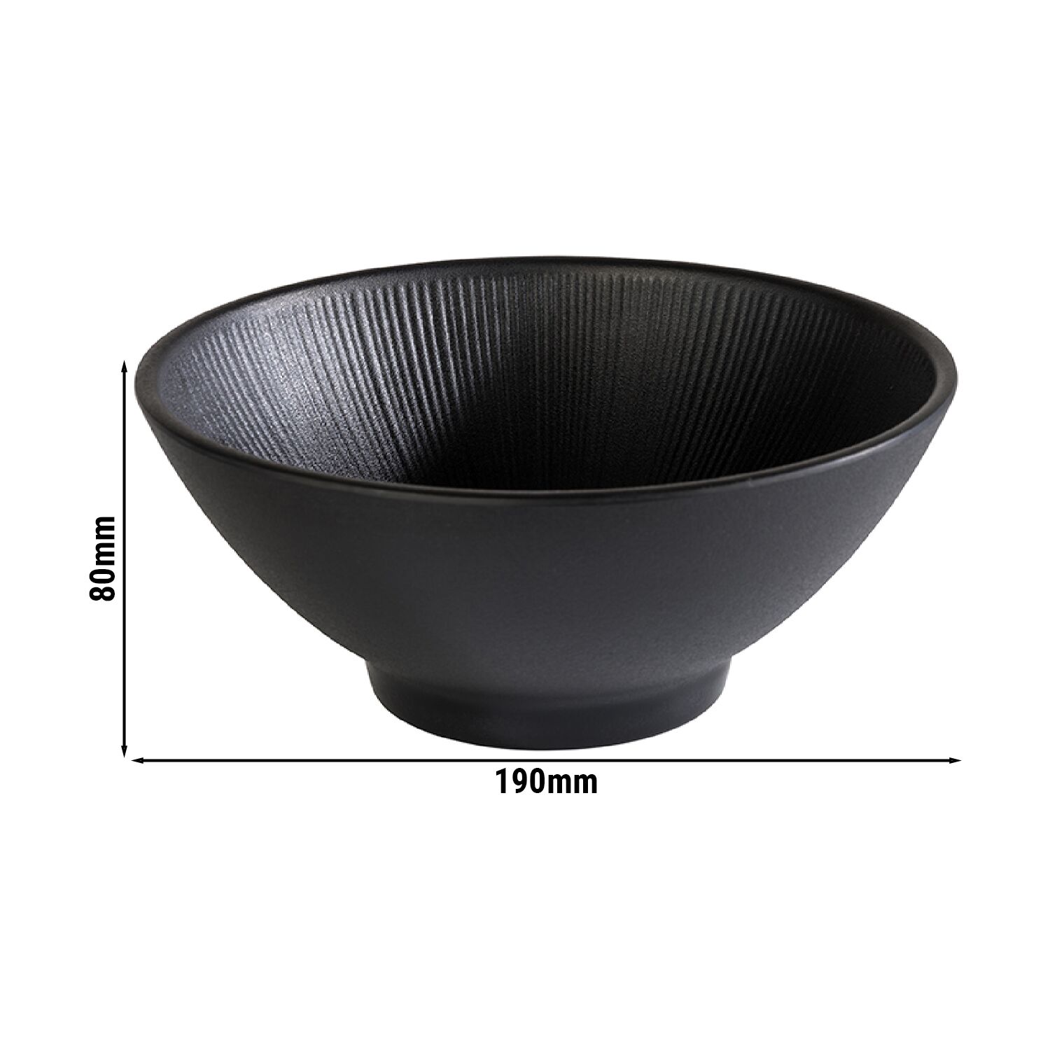 (6 pcs) Coupe - NERO - Mélamine - 0,9L - carré - 190x190mm - Profondeur : 80mm - Noir