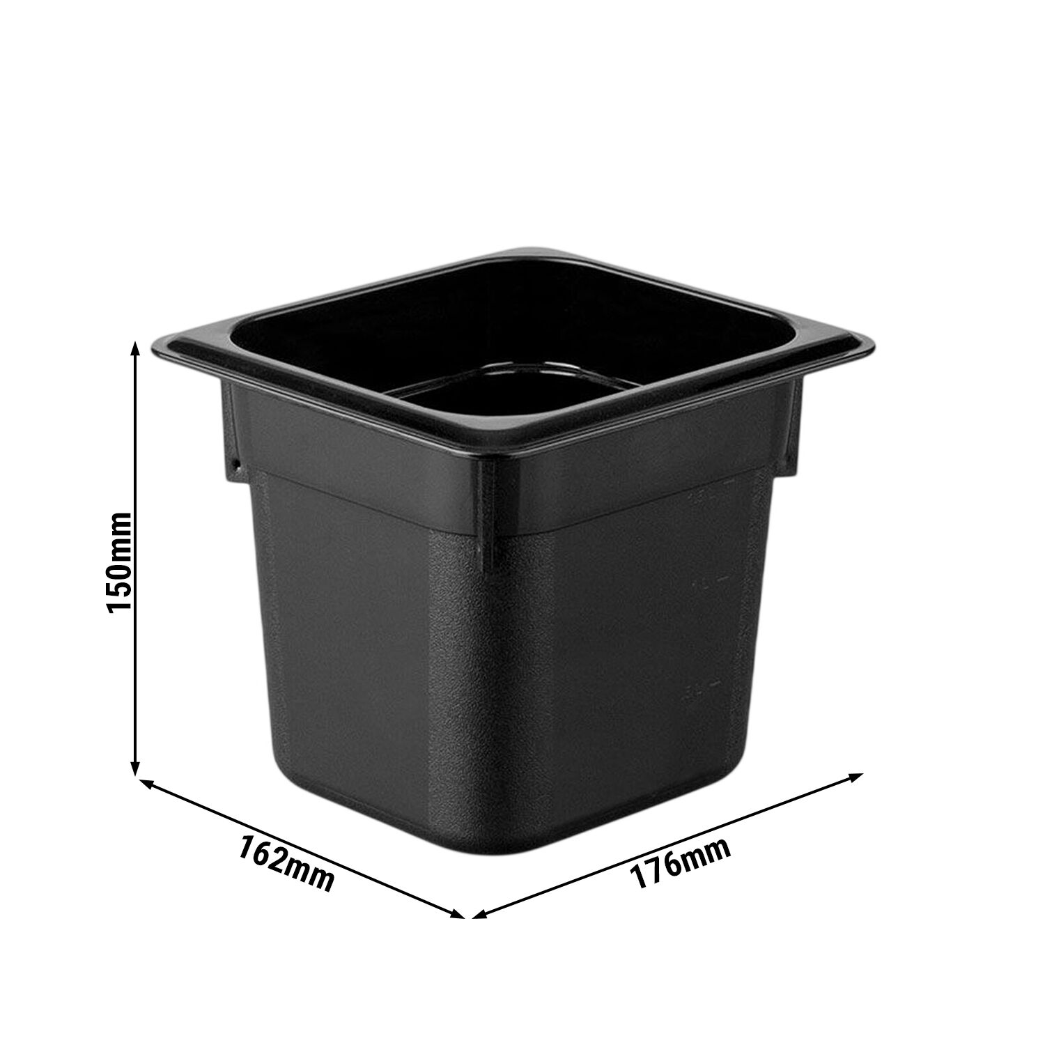 (6 pièces) Bac en Polycarbonate GN 1/6 - Noir - Hauteur : 150 mm