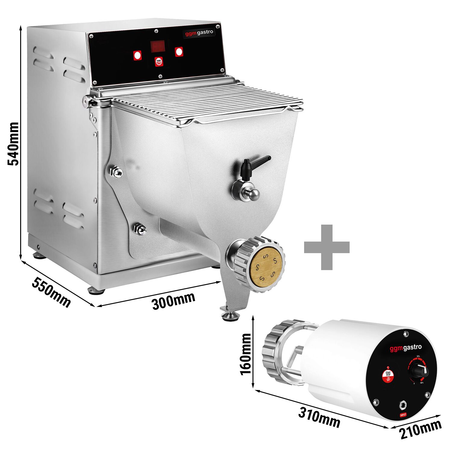 Machine à pâtes électrique – 8 kg/h – 370 watts – Ø 57 mm filière – incl. coupe-pâtes
