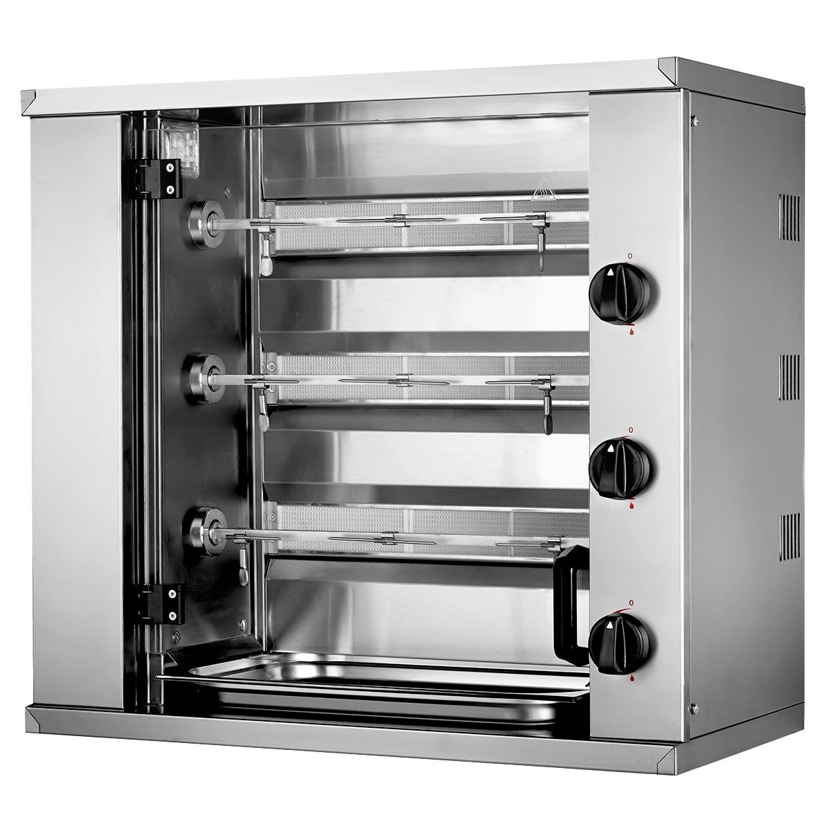 Gaz Rôtissoire à poulets Compacte à poser - avec 3 broches pour jusqu’à 9 poulets - 10,2kW