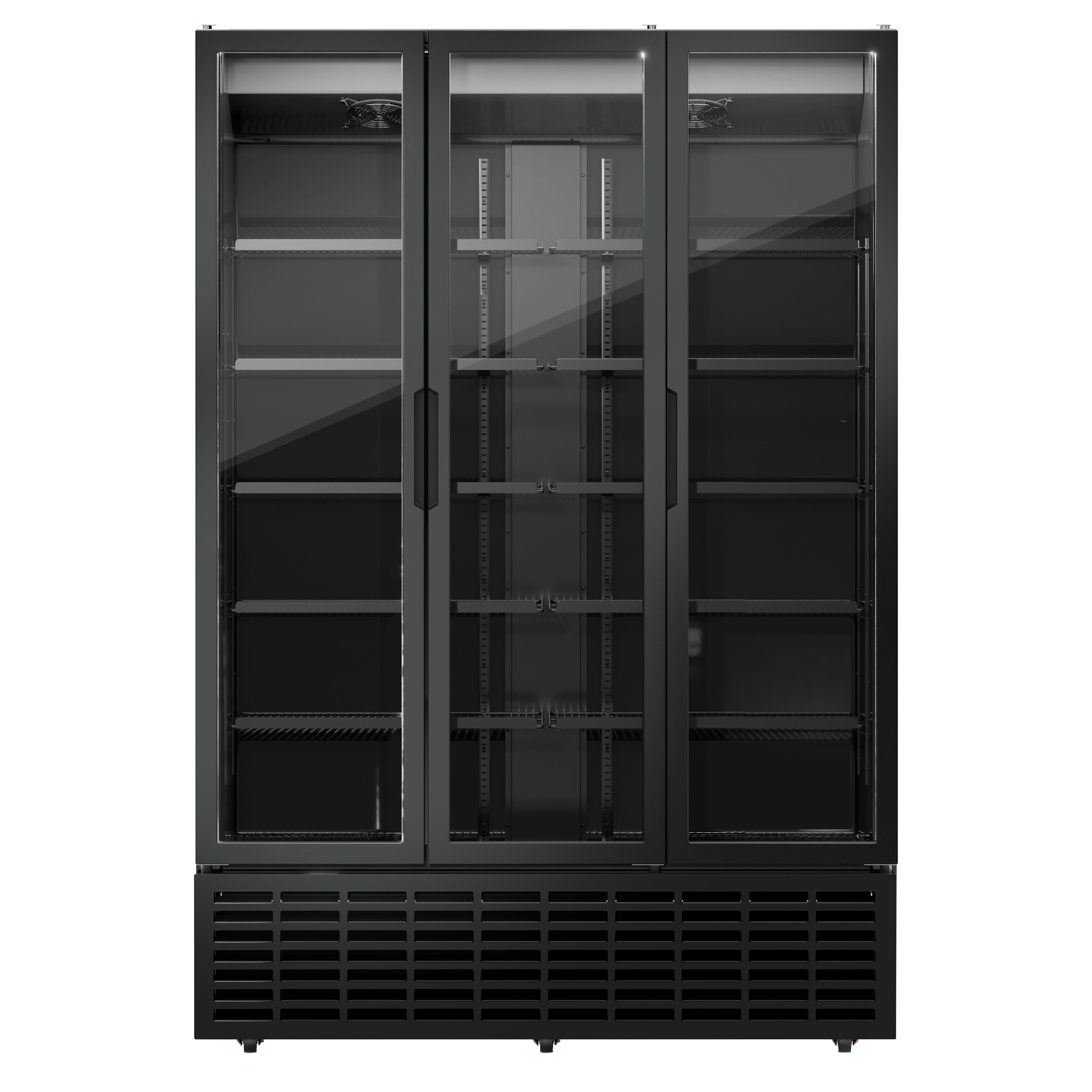 Vitrine réfrigérée à boissons - 1500mm - 1500 L - 3 portes vitrées - éclairage LED - Noir - +1 à +9 °C