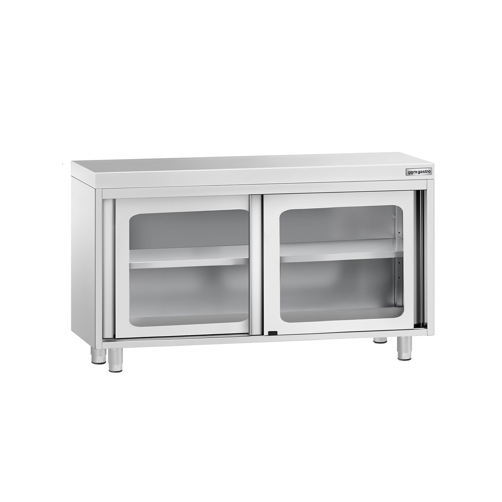 Table armoire en acier inoxydable PREMIUM - 1200x700mm - avec portes coulissantes vitrées