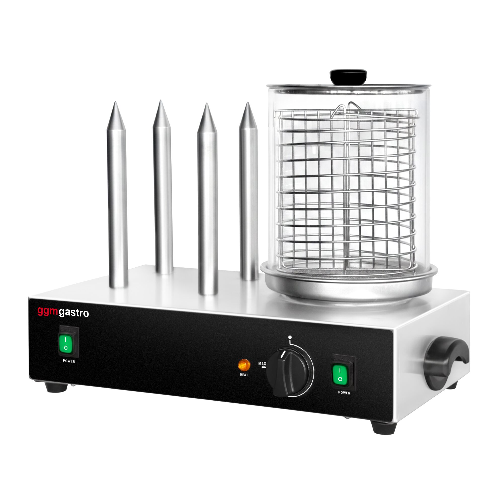 Urządzenie do hot-dogów - 1,1kW - z 4 bolcami do bułek