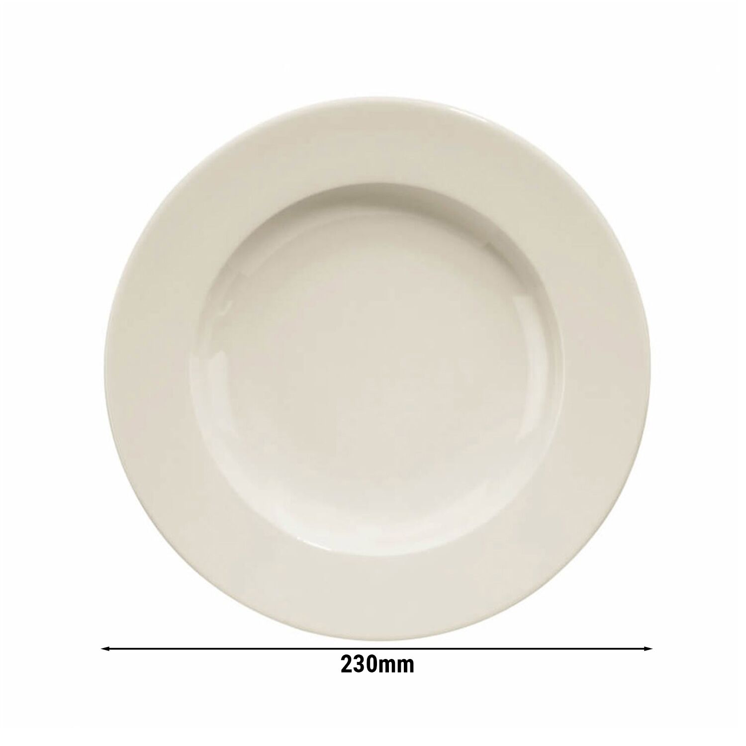 (12 pcs) PERA Creme - Assiette creuse - Porcelaine - Ø230mm - Crème