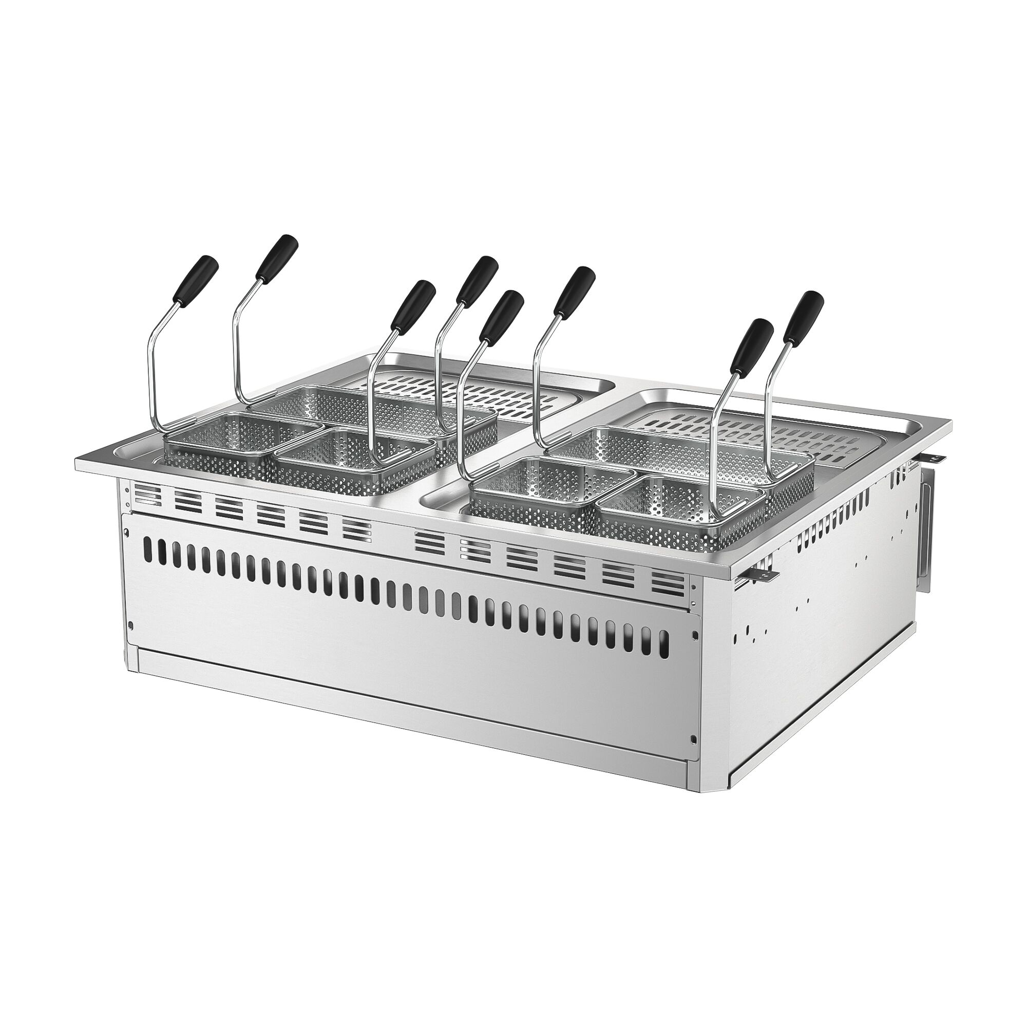 Électrique Cuiseur à pâtes professionnel - 13+13L - 15kW - avec robinet de vidange - avec 6 paniers inclus