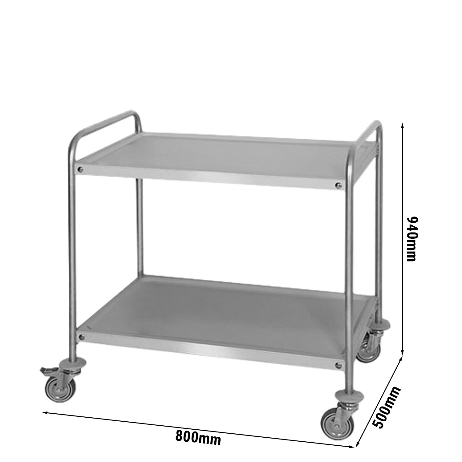 Chariot de service – 800x500 mm – avec 2 surfaces de rangement