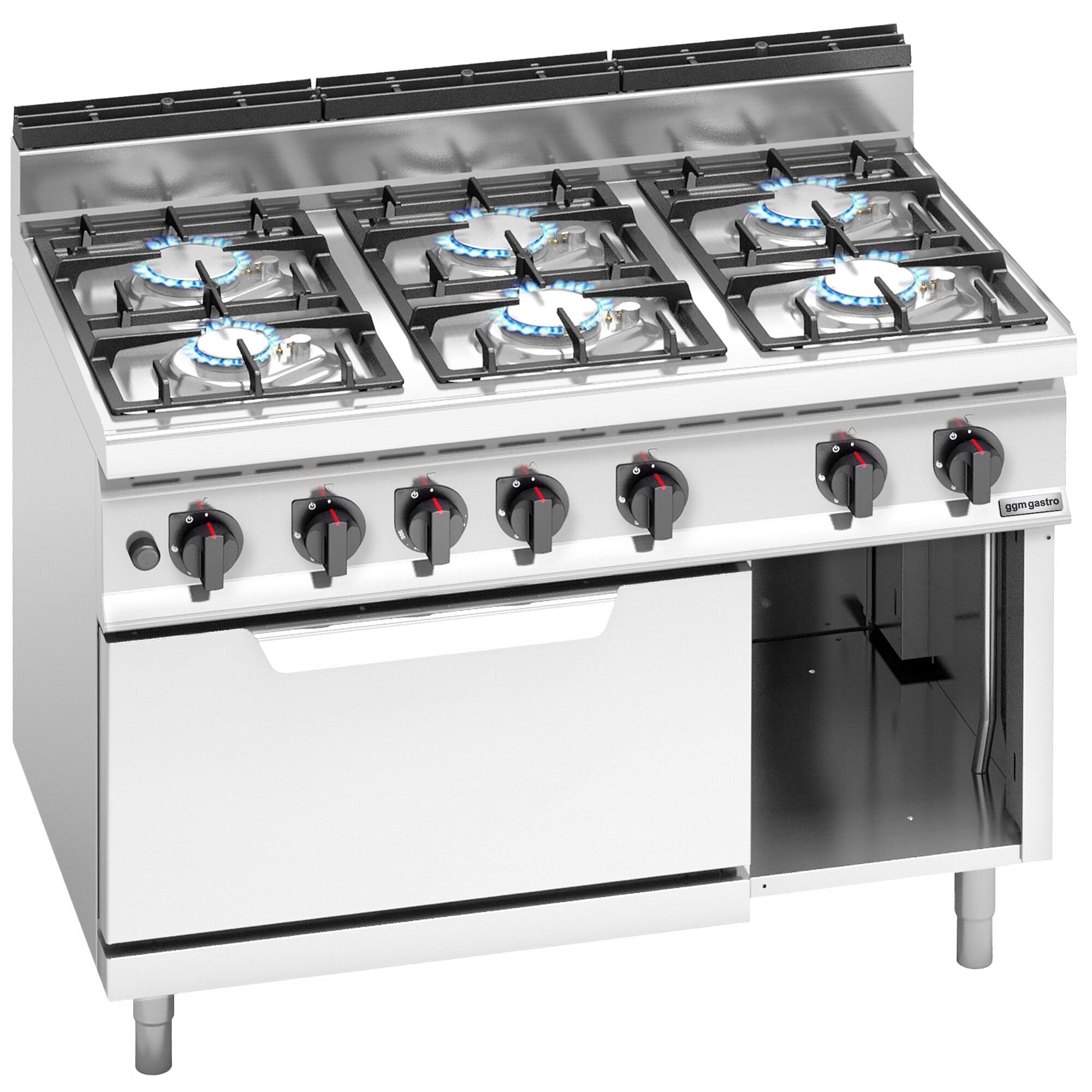 Fourneau à gaz – 33,5 kW – 6 brûleurs – avec four à gaz – 7,8 kW