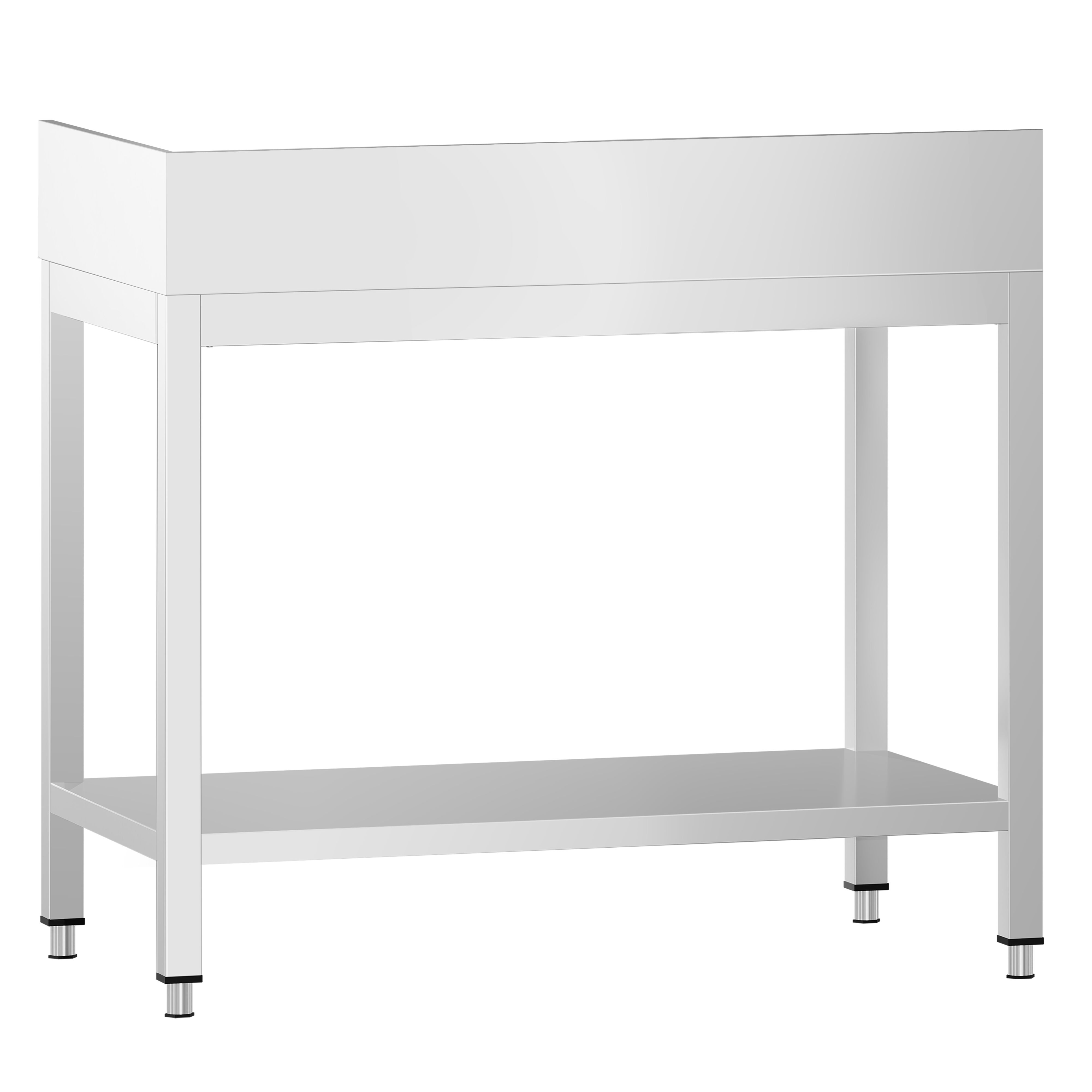 Table de travail inox PREMIUM - 700 x 700 mm - avec tablette inférieure & Dosseret arrière + droit