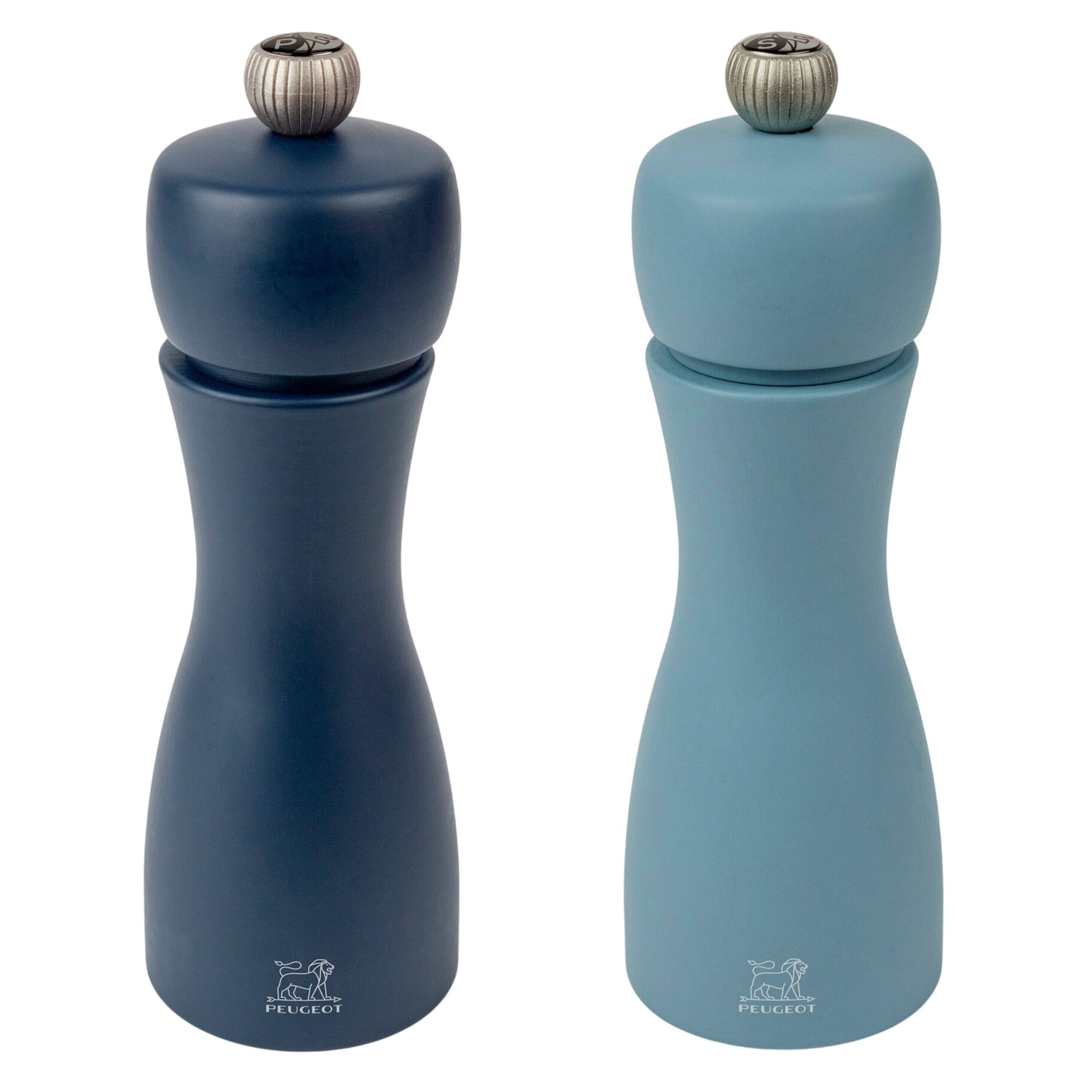 (6 pièces) PEUGEOT | TAHITI LUFT - Moulin à sel & à poivre - Bois - Bleu - Hauteur : 150 mm