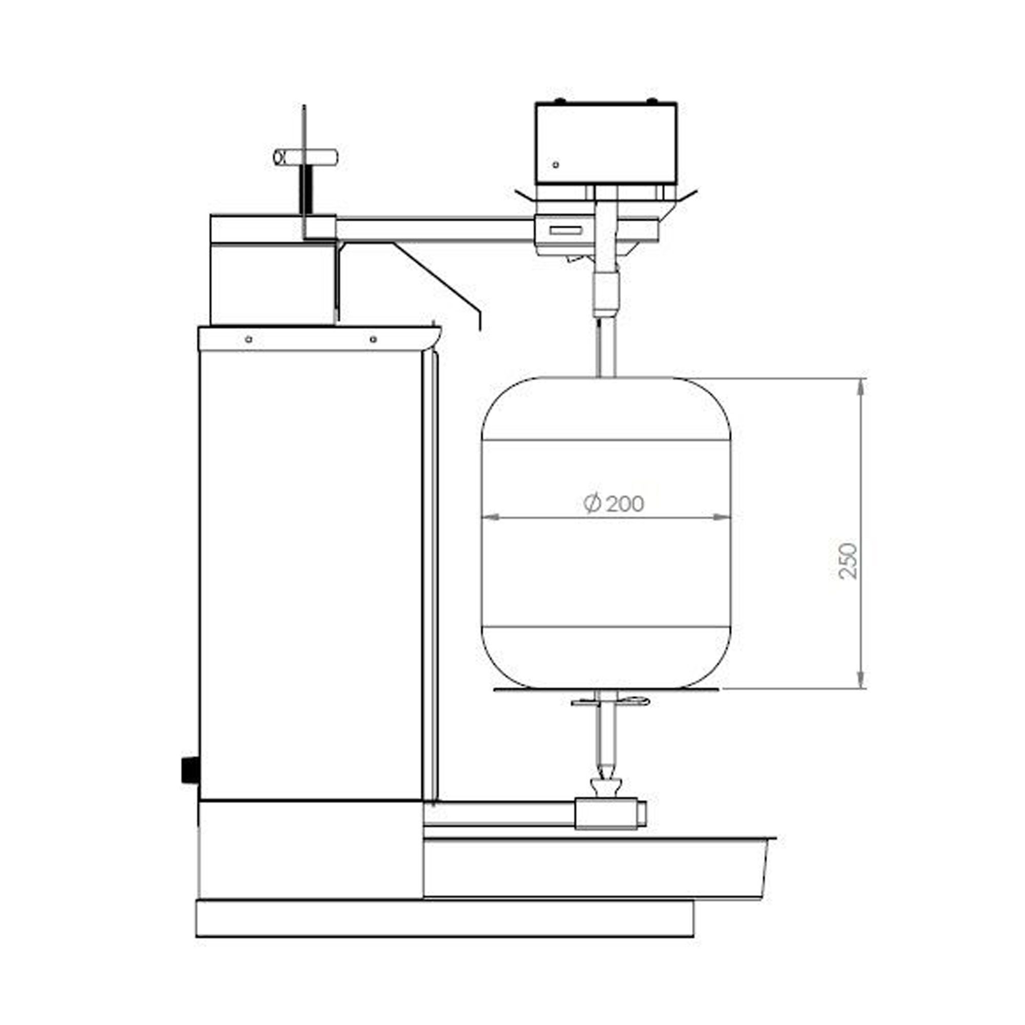Gas Doner Kebab Grill (Shawarma/Gyros) - 1 Burner - up to 5kg - 3.25kW - Countertop - incl. 1 skewer, drip tray & 2 double doors