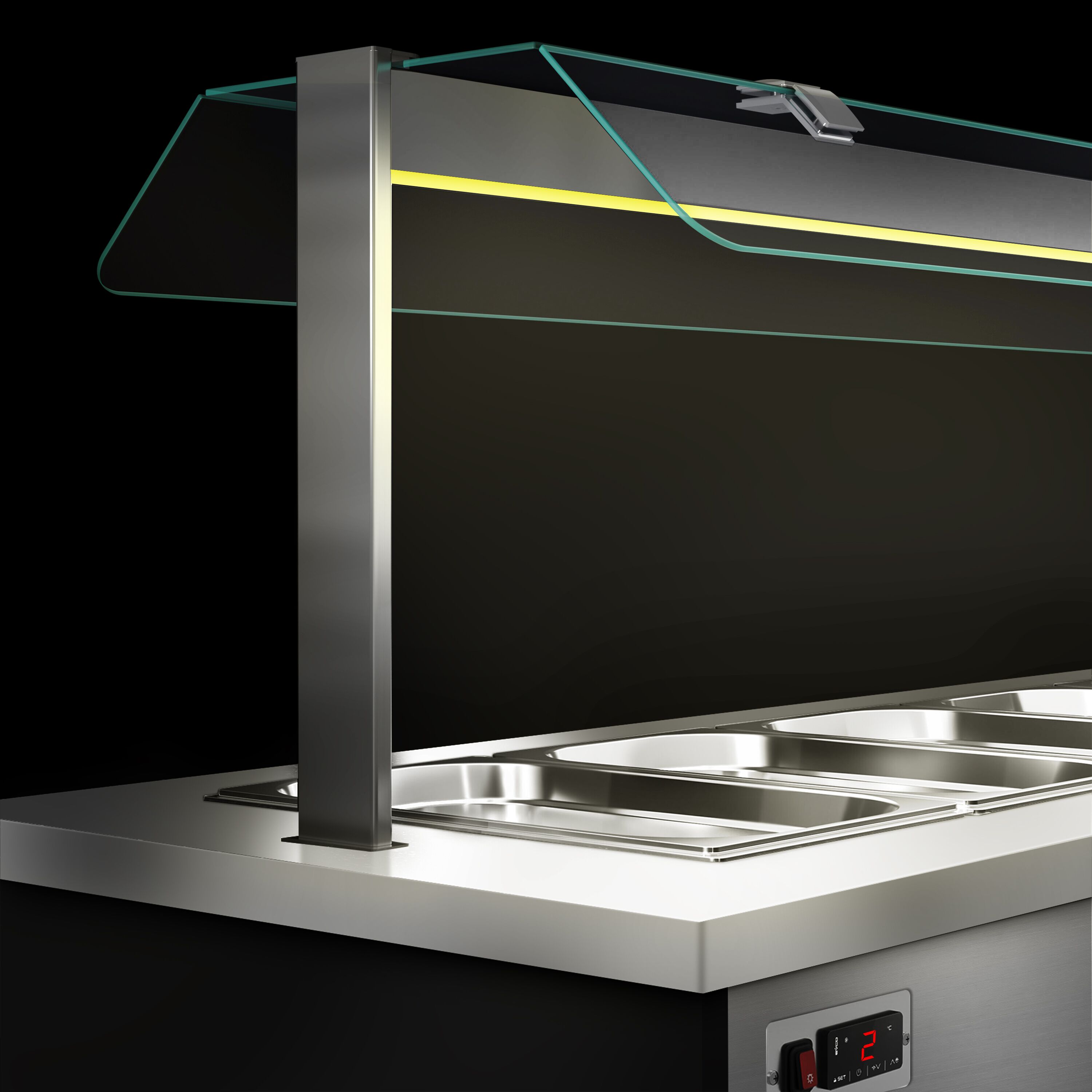 Buffet chaud DANZIG - 1600mm - 4 bacs GN 1/1