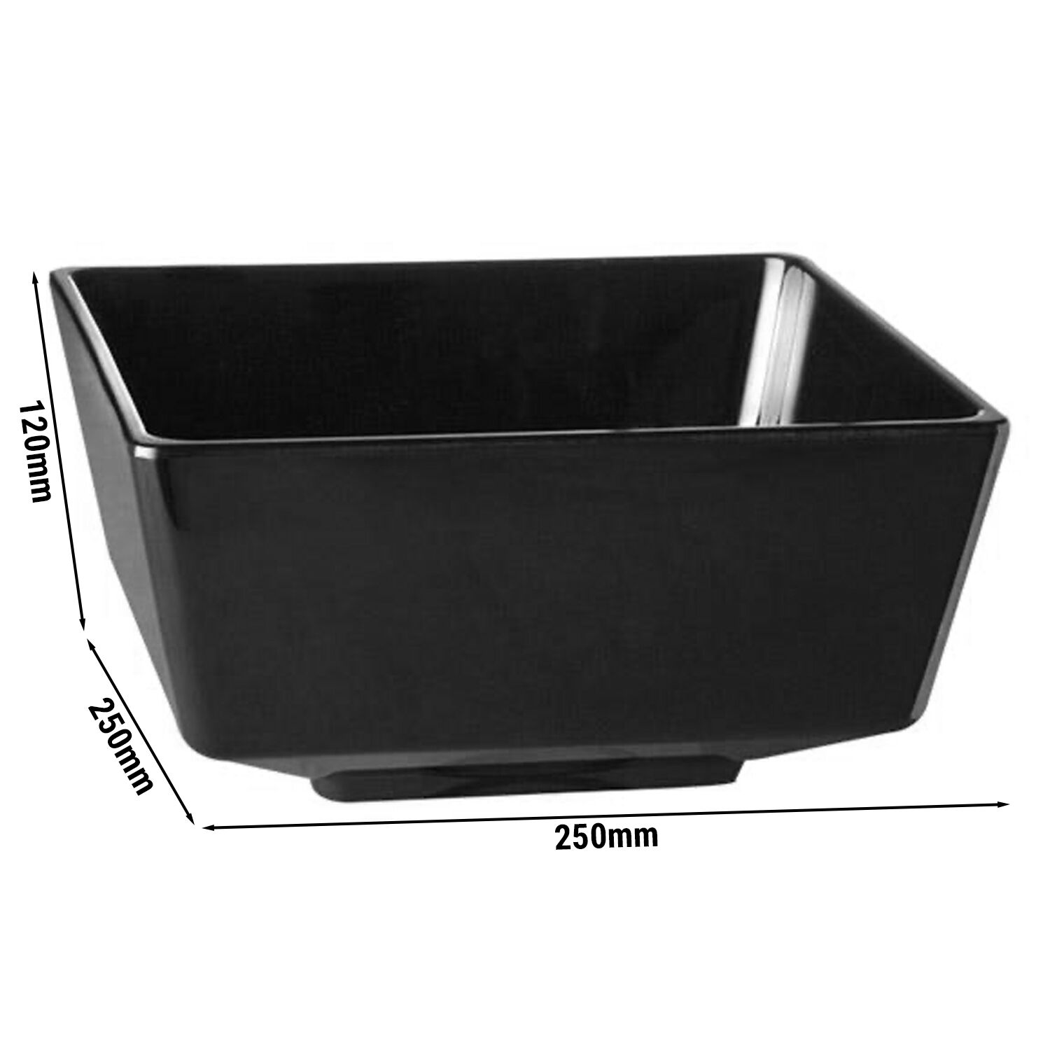 (6 pcs) Saladier - FLOAT - Mélamine - 4,7L - carré - lot de 6 - 250x250mm - Profondeur : 120mm - Noir