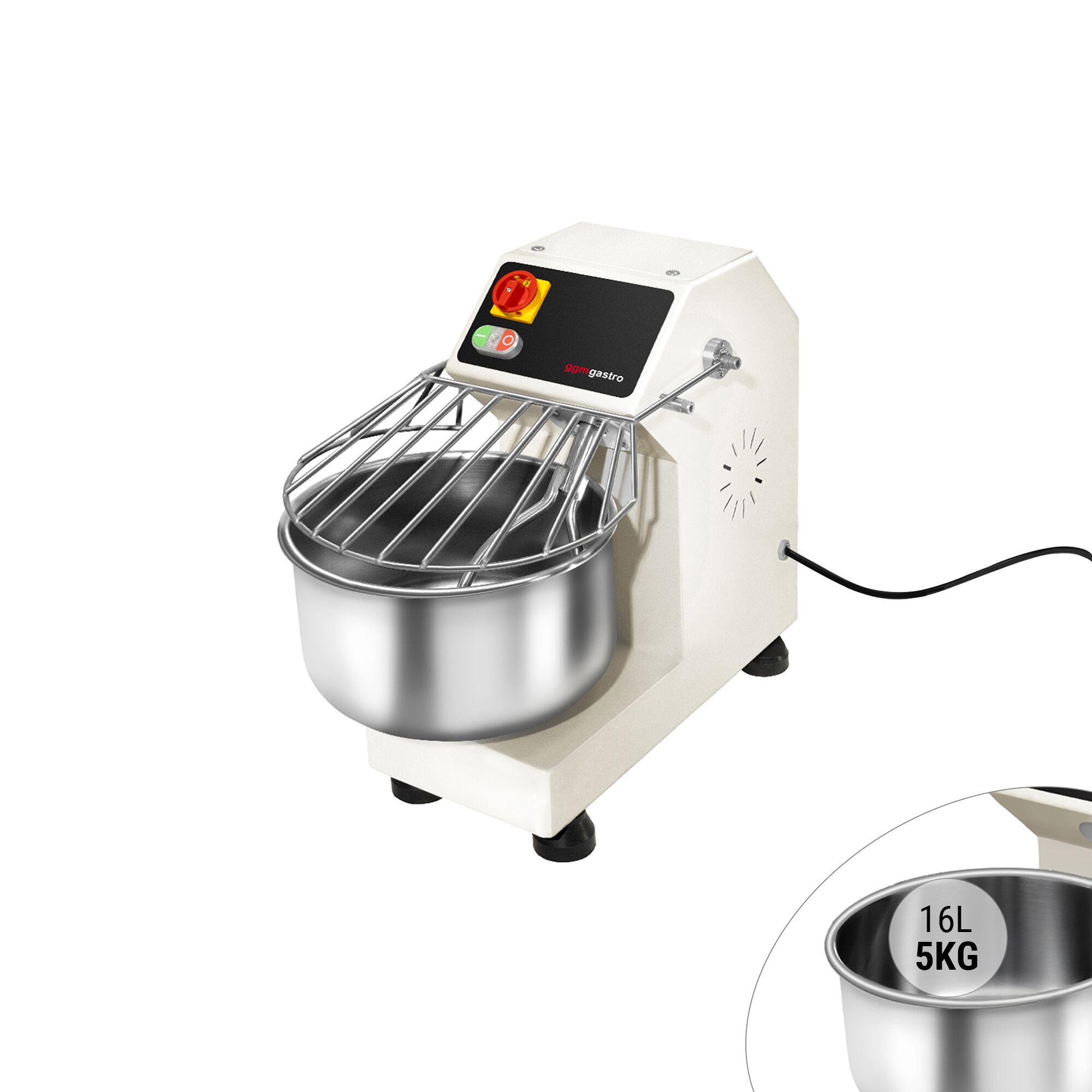 Pétrin à Pâte / Pétrin à spirale - 16 Litres / 5 kg - avec Cuve Fixe - 400 V