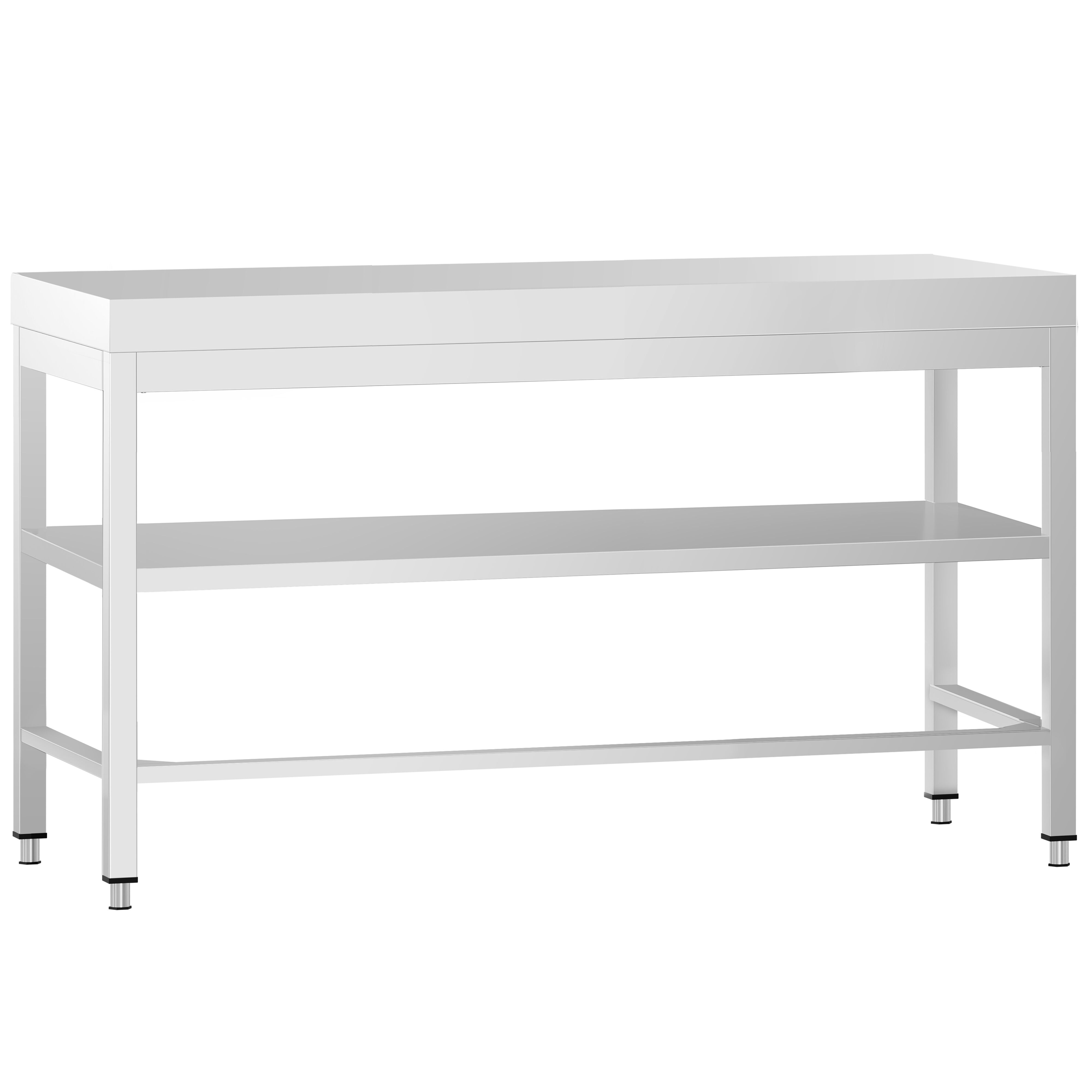 Table de travail en inox PREMIUM – 1500x600 mm – avec tablette inférieure et renforts