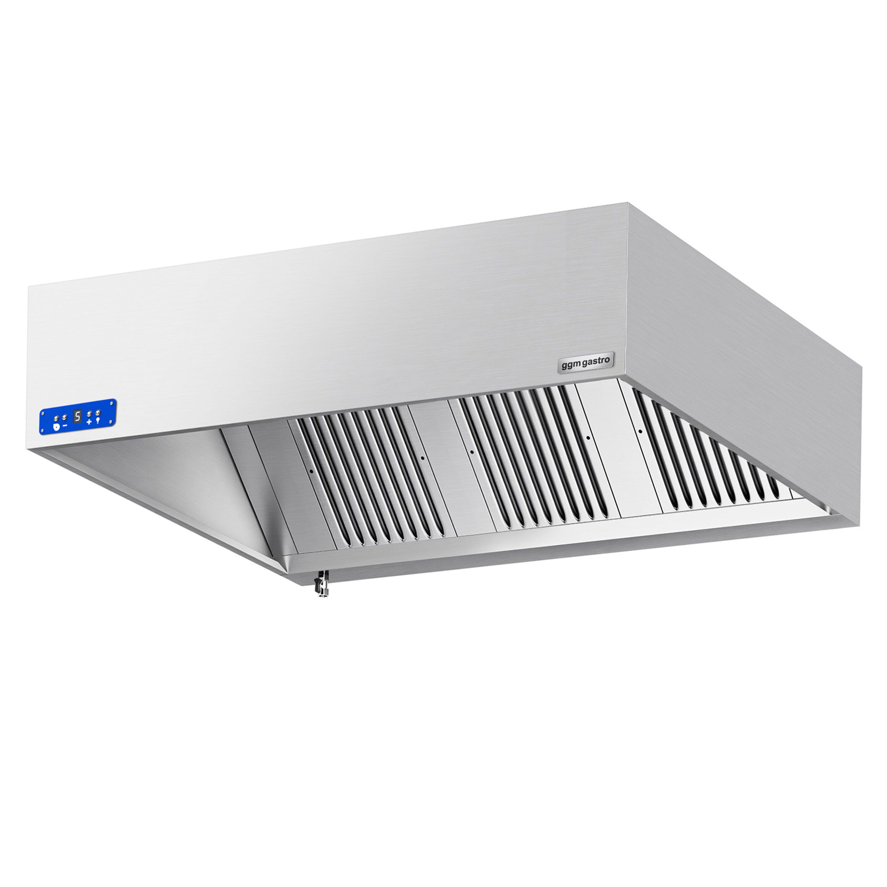 Commercial Wall-Mounted Extractor Hood with Motor - 1600mm - with Speed Controller, Baffle Filters & LED Lighting
