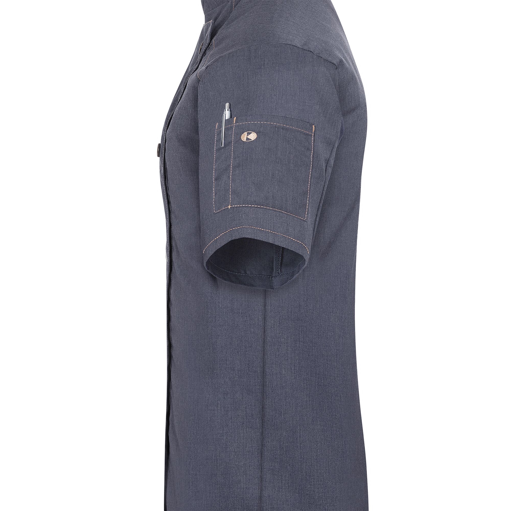 KARLOWSKY | Veste de cuisine manches courtes femme style jeans - Noir Vintage - Taille : 50