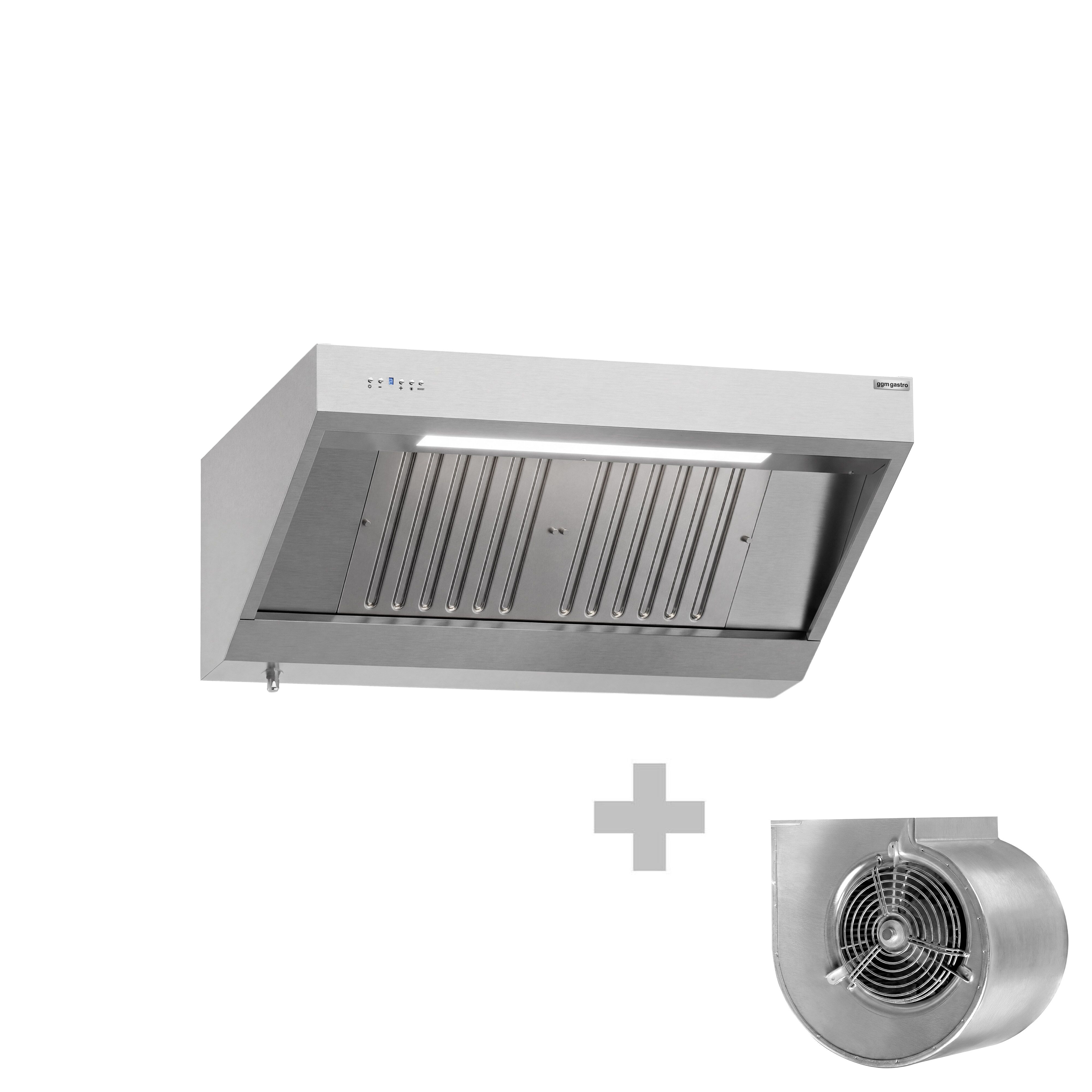 Hotte murale avec moteur - 1200mm - avec régulateur, filtre & lampe