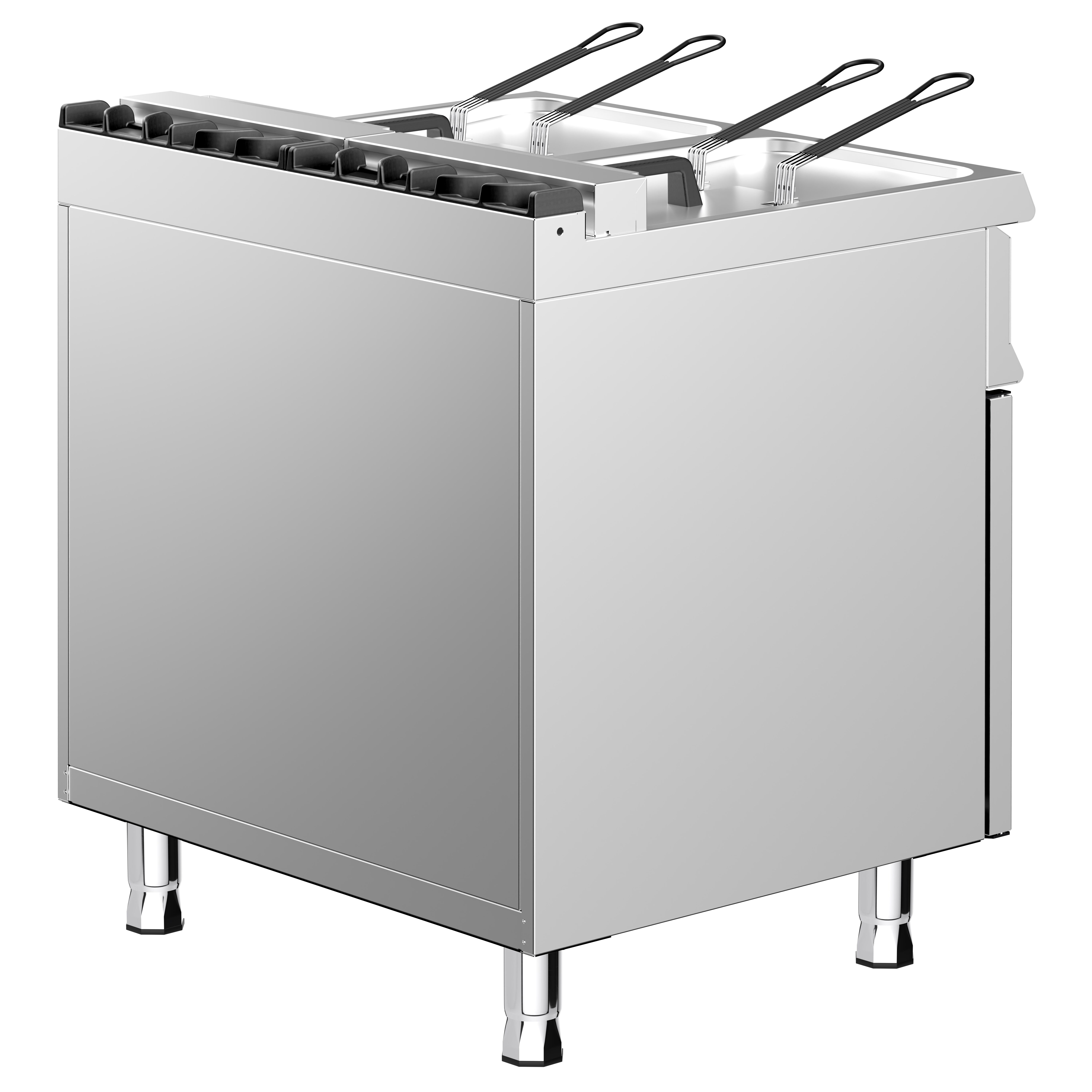 Friteuse électrique double – 18+18 litres – 28 kW – incl. soubassement avec 2 portes