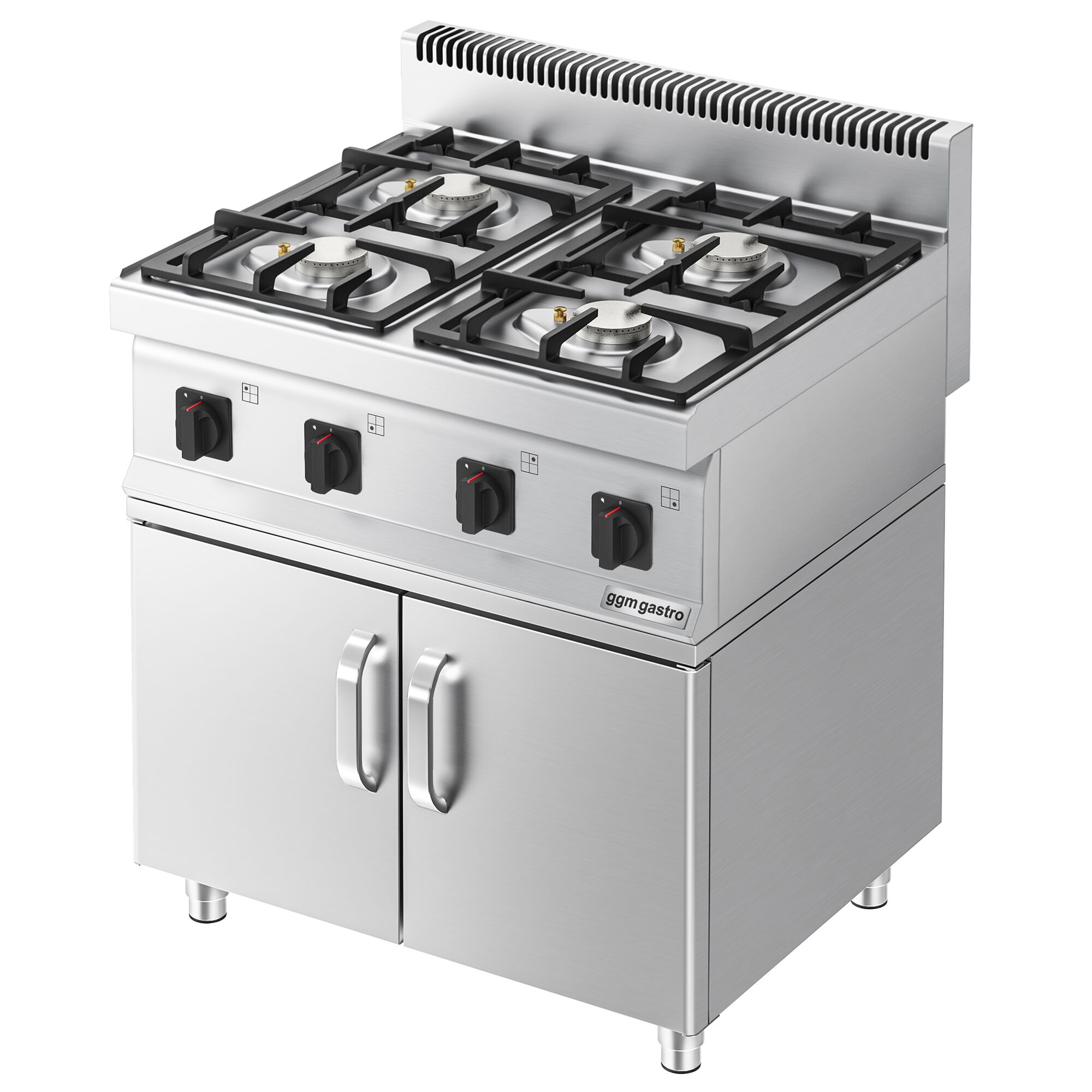 Fourneau à gaz – 14 kW – 4 brûleurs – avec soubassement avec 2 portes
