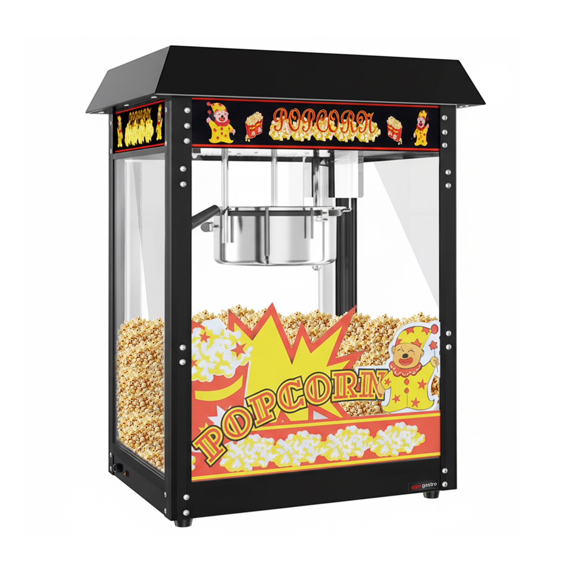 Machine à pop-corn - 1,50kW - 5kg/h - avec 1 marmite - Noir
