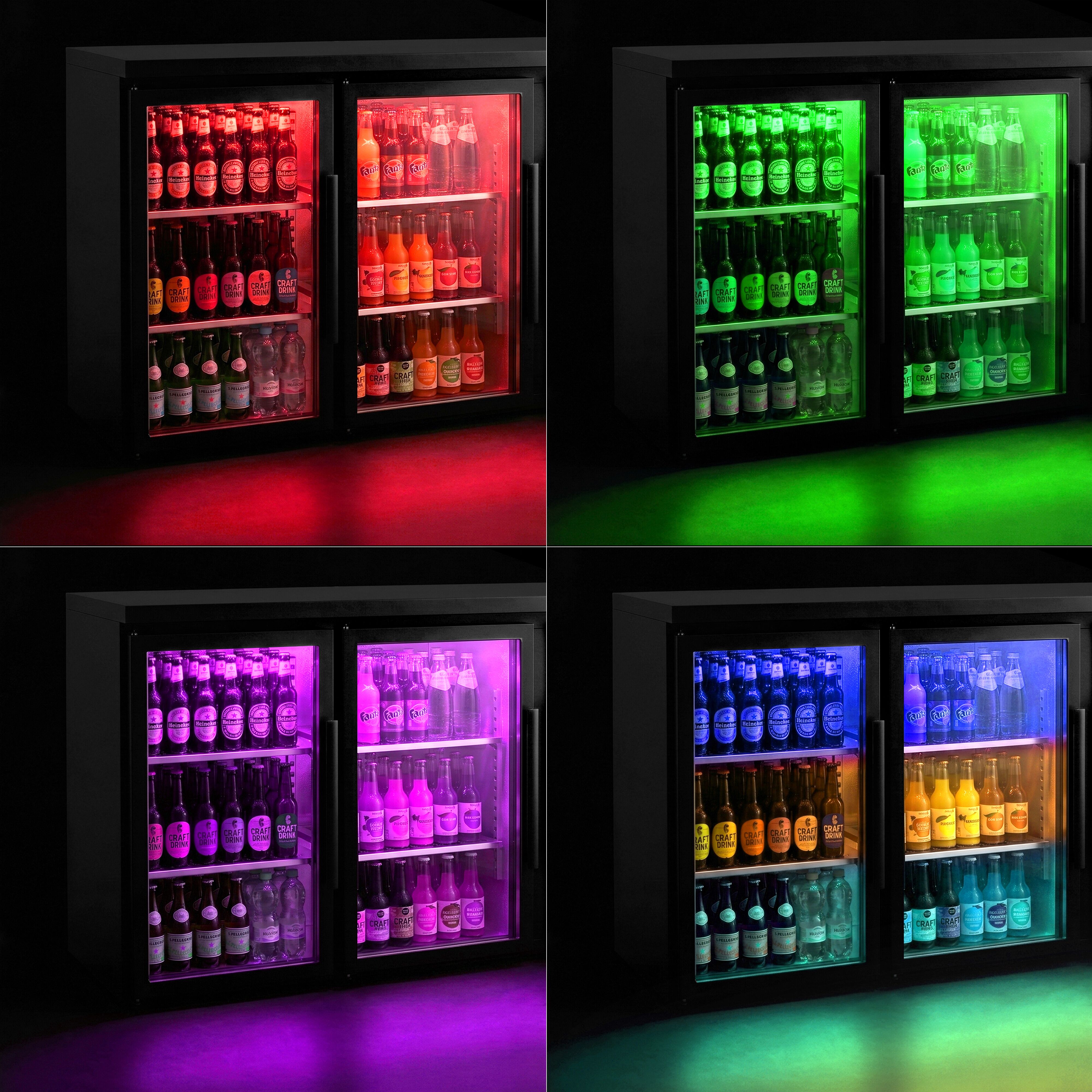 Commercial Back Bar Cooler ECO – 1460 mm – with 2 Glass Doors – with RGB LED Lighting